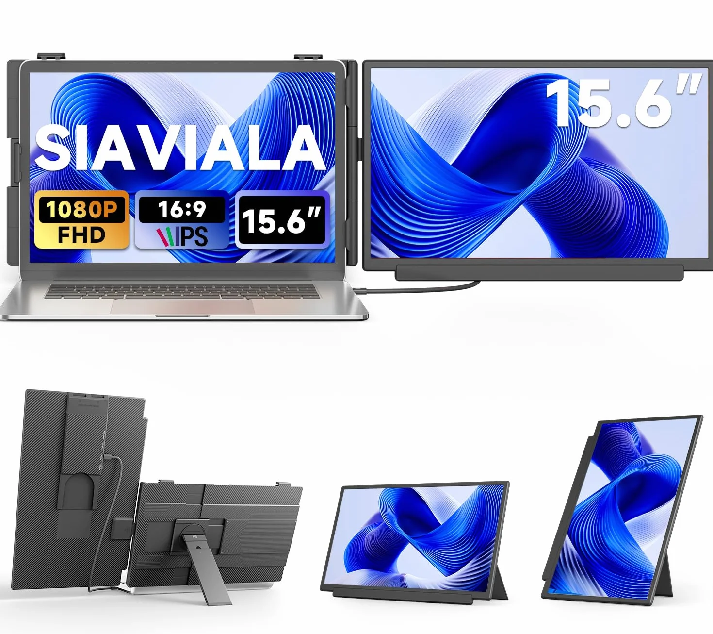 Extensor De Pantalla para Portátil de 15.6" Monitor Portátil IPS 1080P FHD, Doble Pantalla para Portatil de 13 a 17» Plug & Play para Windows/Mac/Android/Switch/PS5