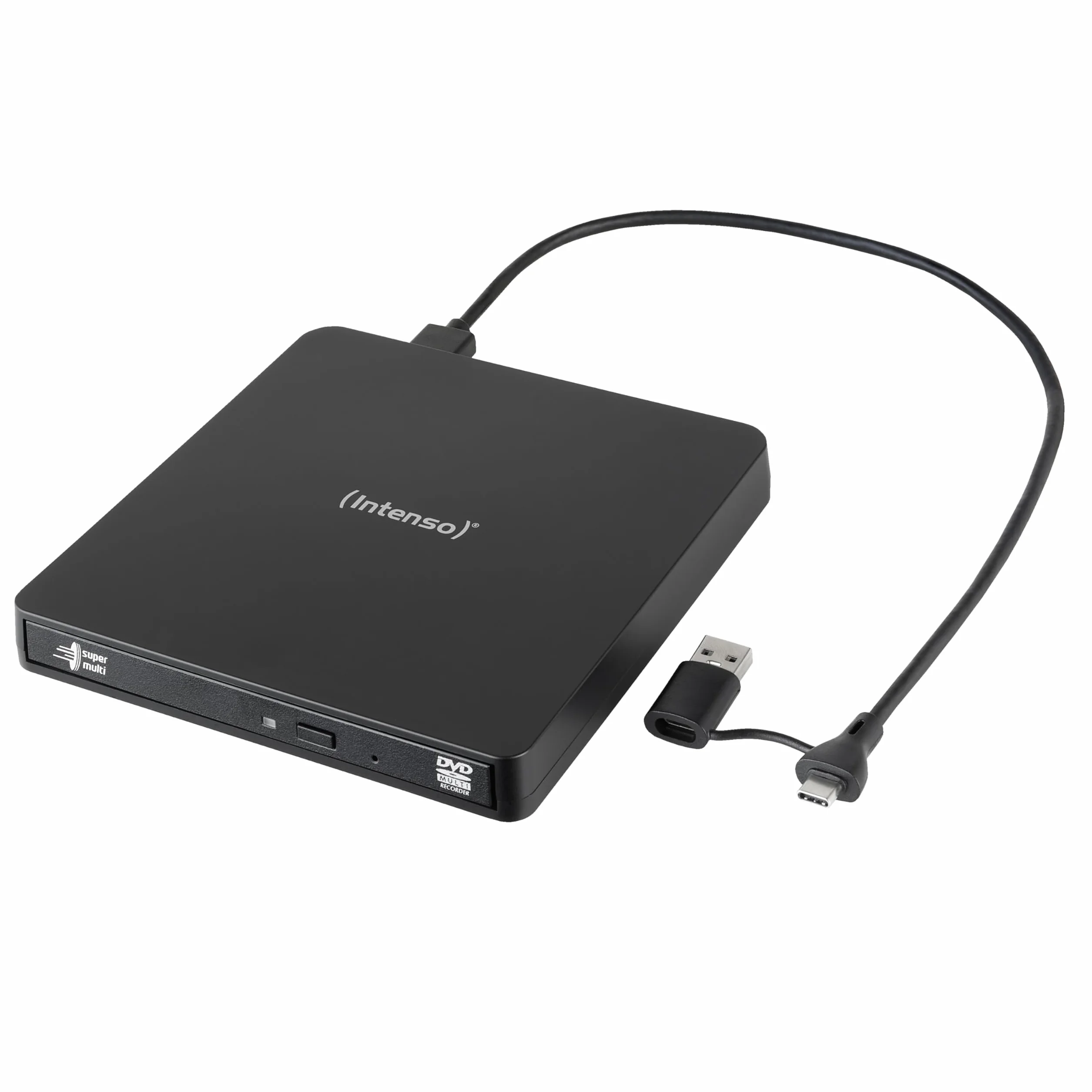 Intenso Grabadora Externa de CD/DVD EOD 400D Slim USB 3.2 para Ordenador portátil, PC, iMac, MacBook, Windows, MacOS, Incluye Software de grabación Ashampoo Burning Studio, Color Negro