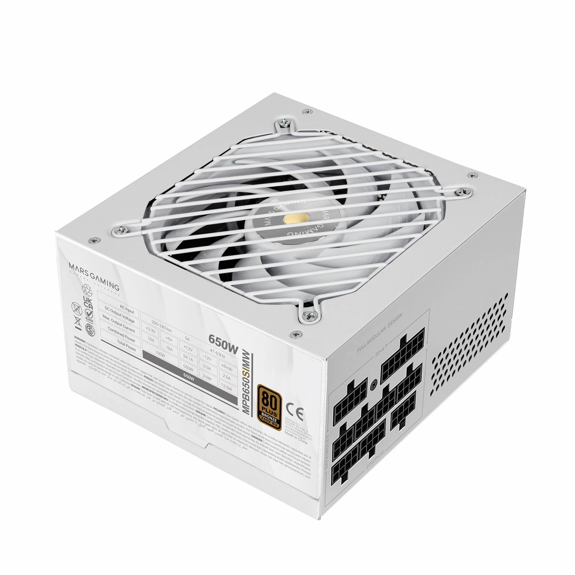 Fuente de alimentación mars gaming mpb650sim/ 650w/ Ventilador 12cm/ 80 Plus Bronze/Blanca