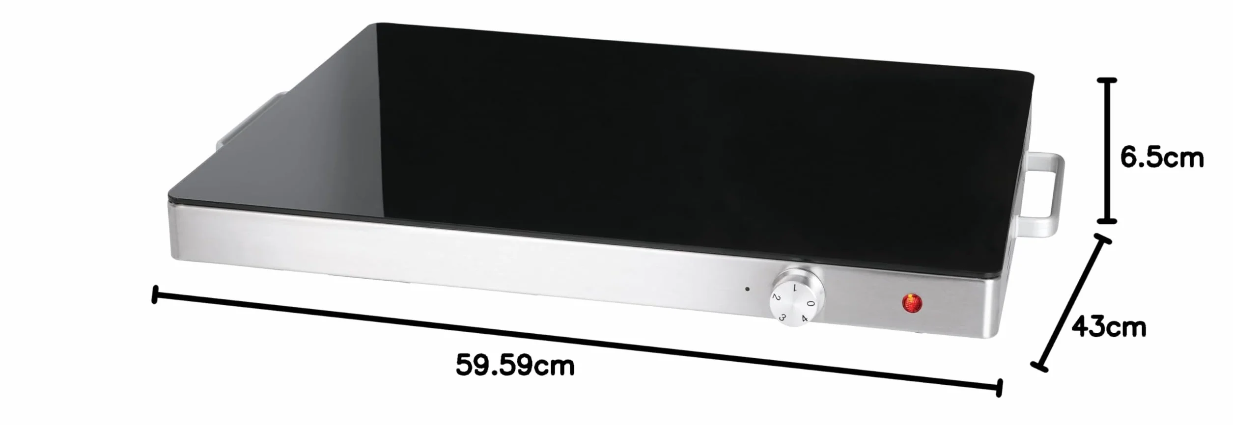 Placa para calentar platos HWT140, cristal templado, 400W, control manual, plata/negro
