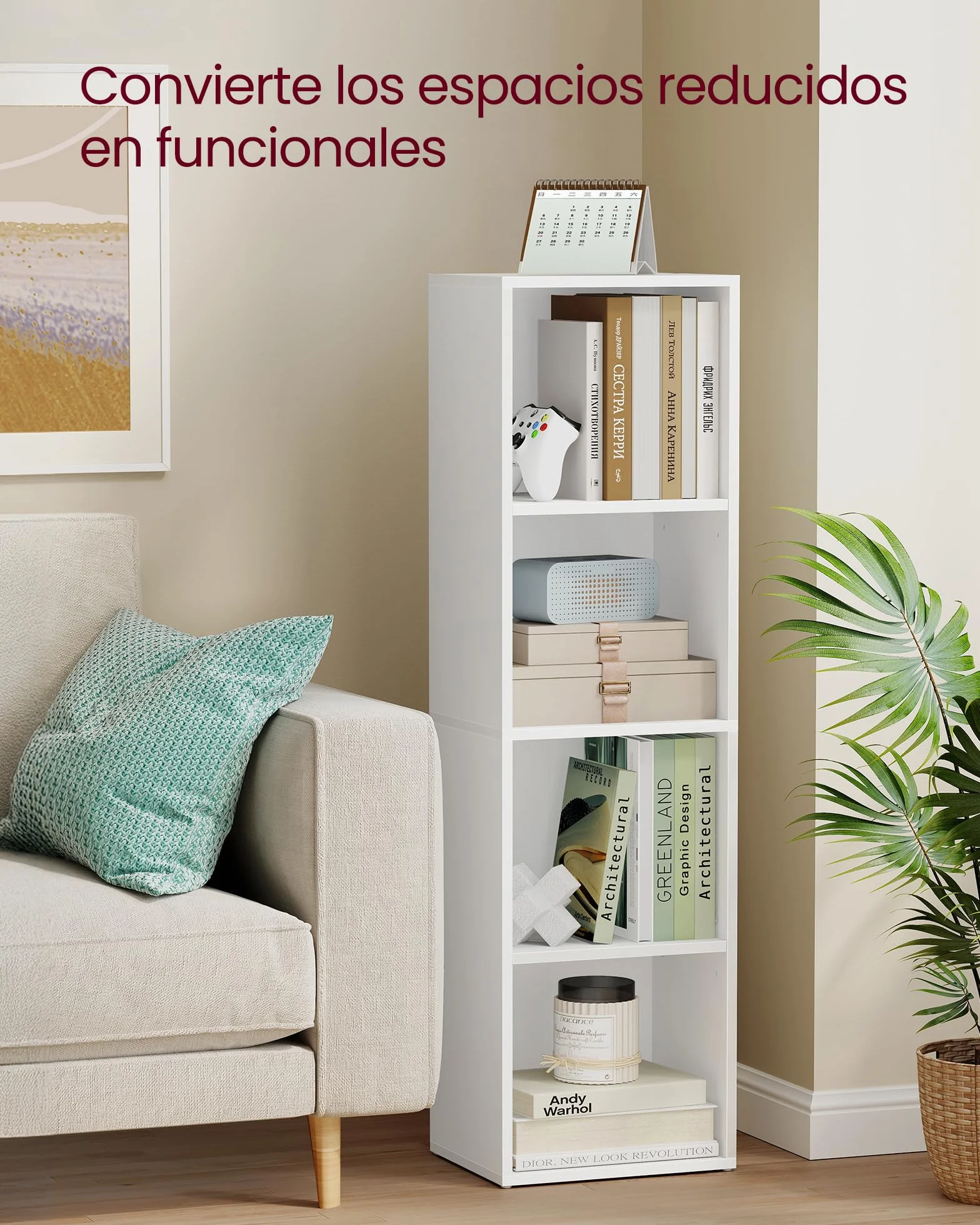 VASAGLE Estantería 4 Niveles 24x30x106 cm Blanco Nube LBC434W01