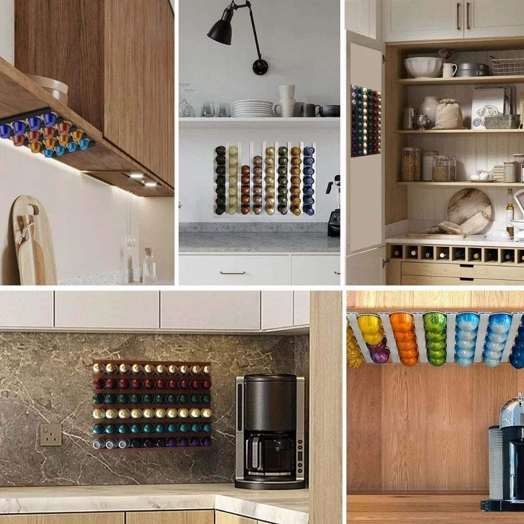 Portacapsulas para Dolce Gusto Krups, Dispensador y Organizador de Cafe, Soporte Capsulas Compatible con Tassimo (6 tiras)
