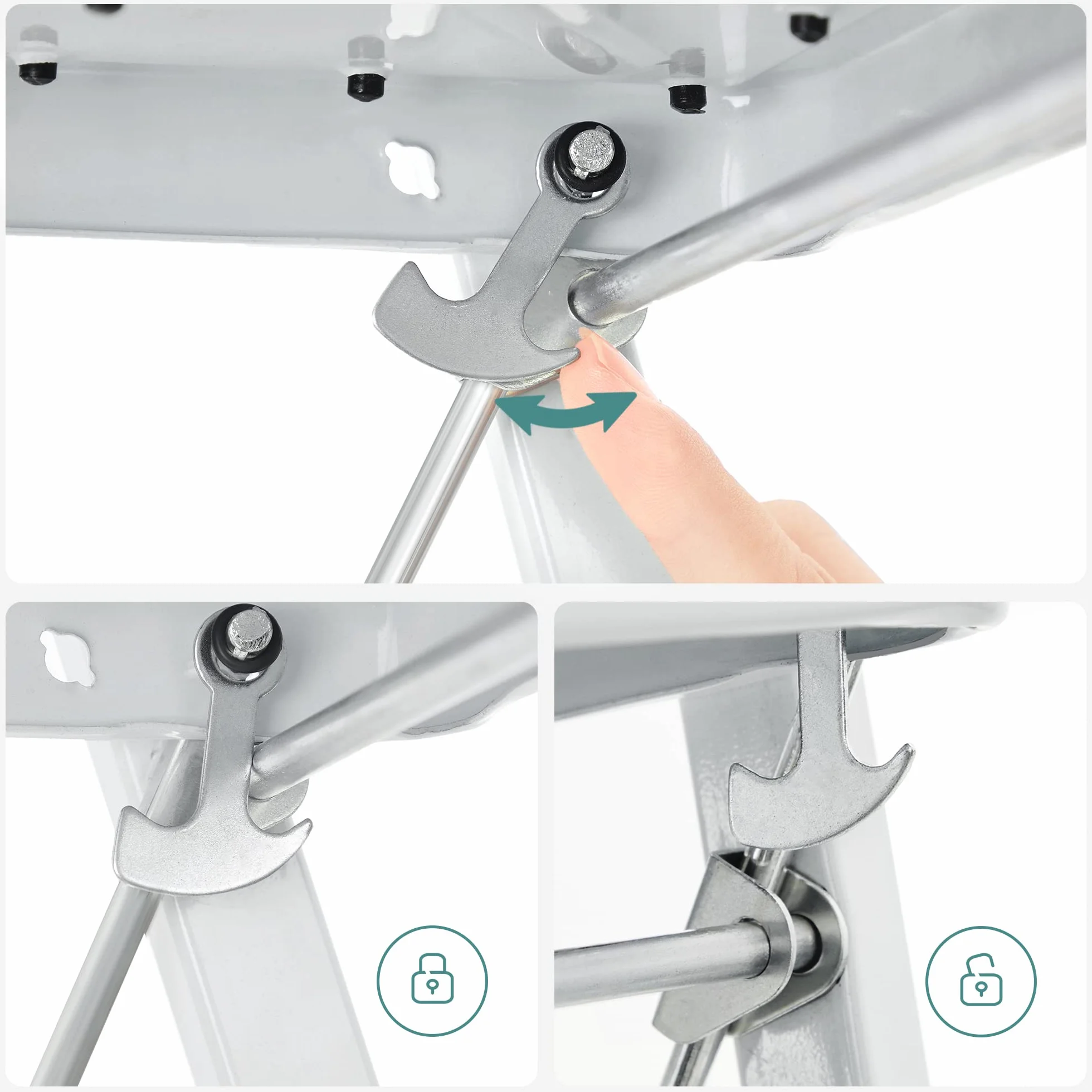 SONGMICS Taburete Escalón Plegable Acero 150 kg 38 x 26 x 4 cm Blanco GSL01WT