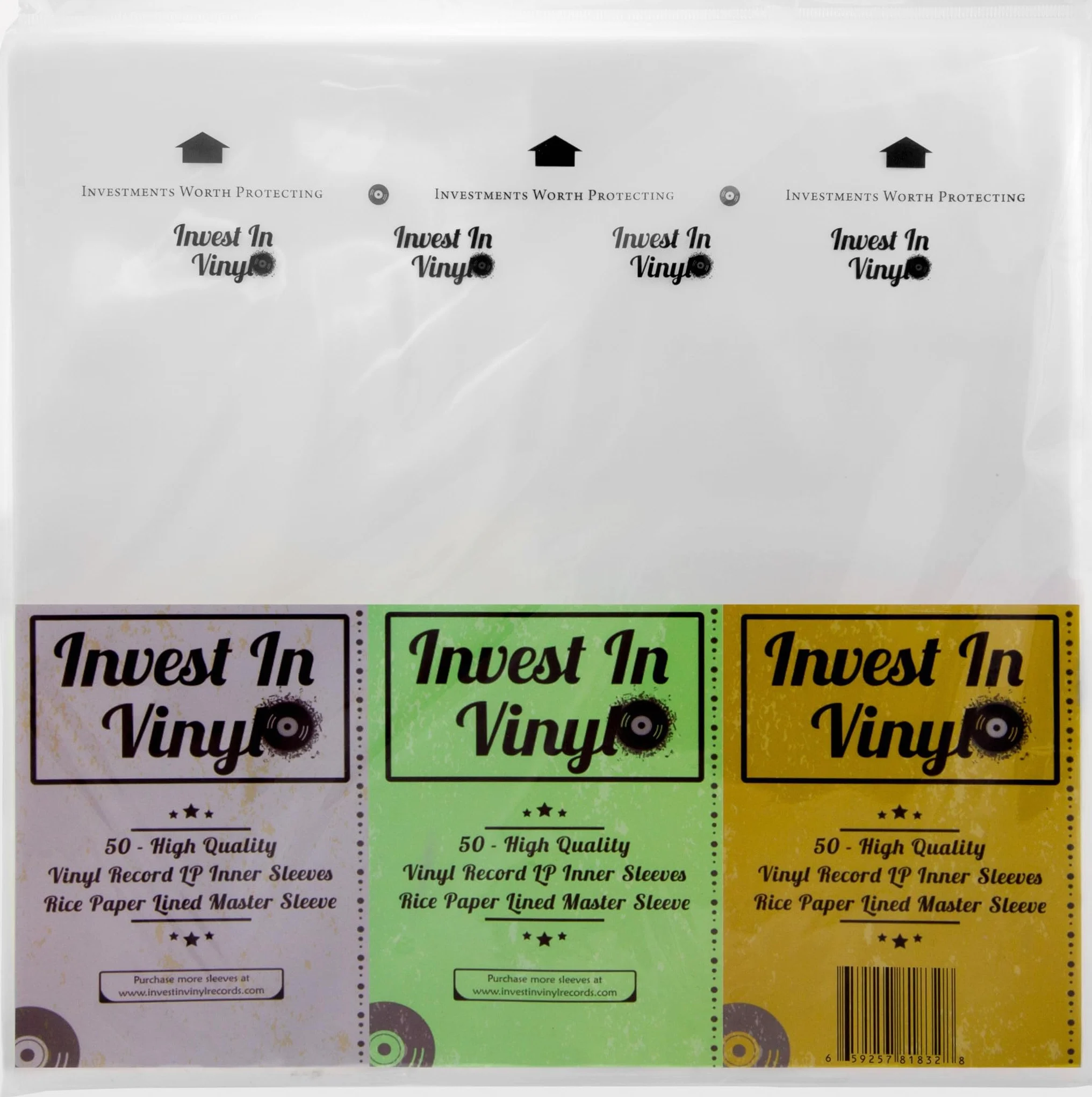 50 mangas Master Sleeves de papel de arroz antiestático LP interior mangas para discos de vinilo proporcionan a tu colección LP la protección adecuada - Invest in Vinyl, White, Standard PH Meter 1492,