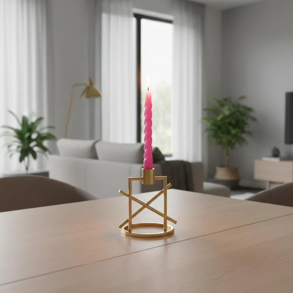 Velas lacadas tortiglione Ø 2,2 cm H. 21 cm 3 piezas Fucsia