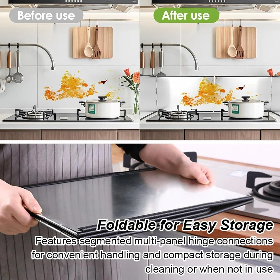 Protector Salpicaduras Cocina Plegable 4 Lados Panel Antisalpicaduras 76x29x30cm