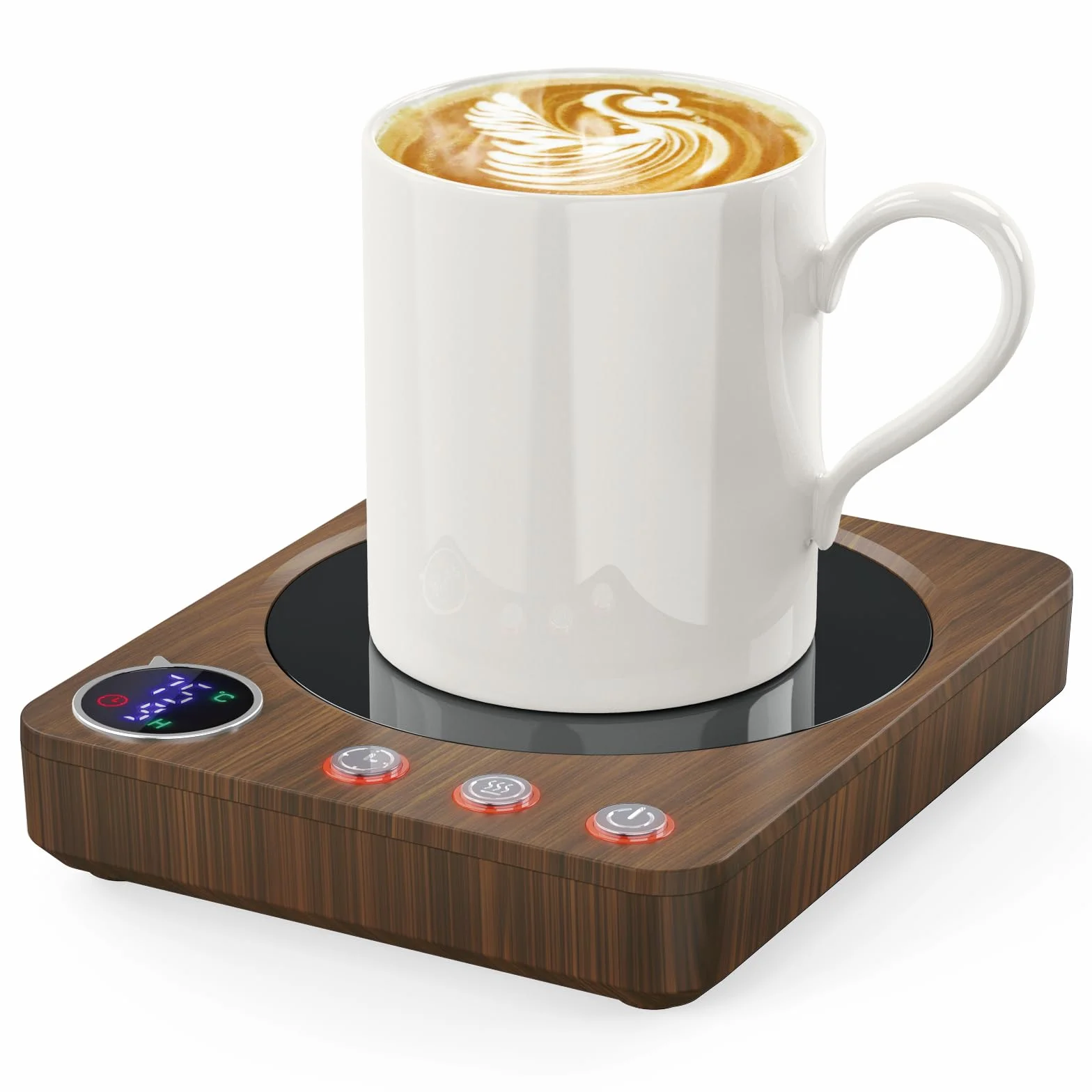 HOMEASY Calentador de Tazas, 30W para Tazas Eléctrico con 3 Configuraciones de Temperatura 4H Apagado Automático para Escritorio Agua Caliente Té Leche Calentador Regalo Marrón