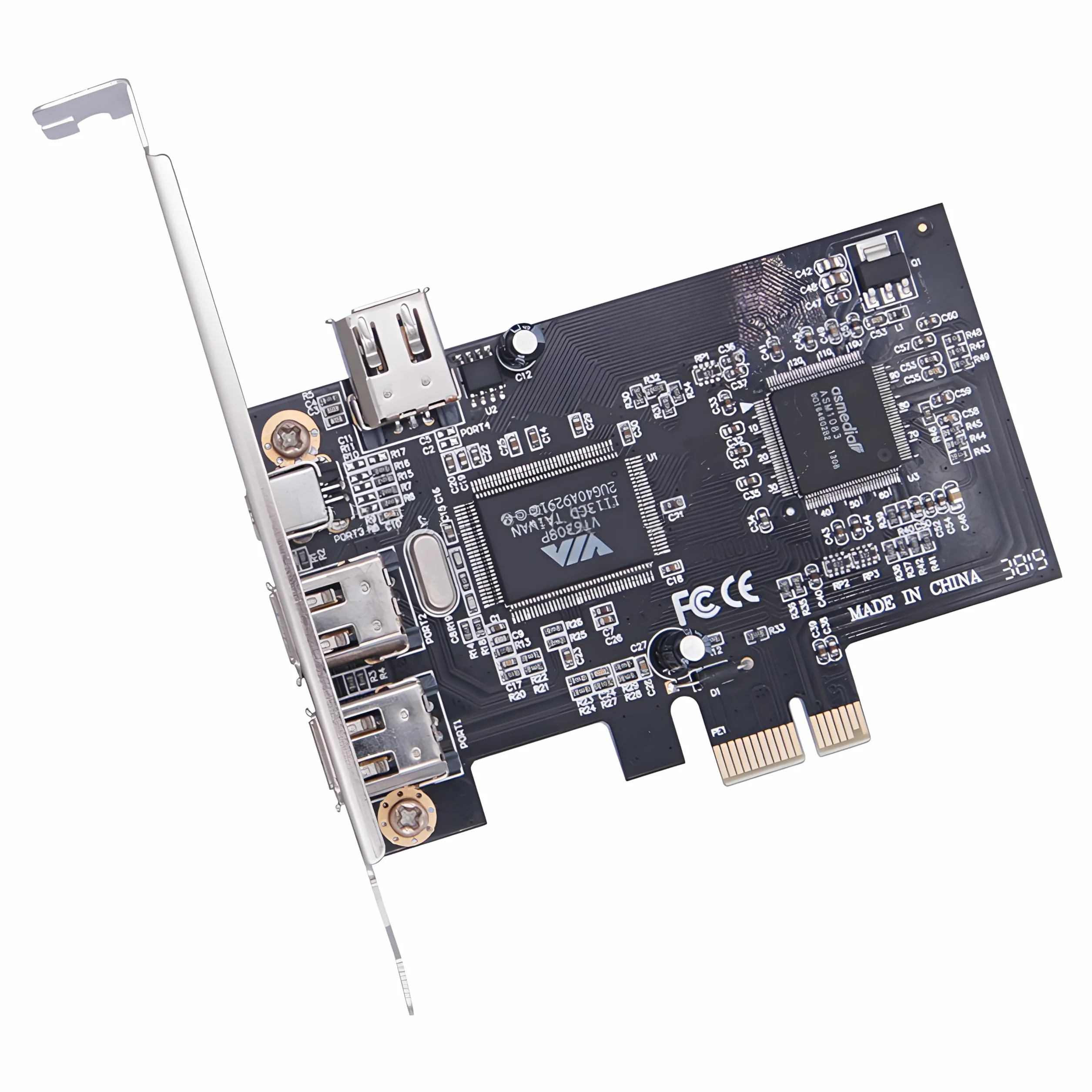 CY Tarjeta de Captura PCI-E 1X 4X 16X a Firewire 400 IEEE 1394a PCI Express de 4 Puertos, Adaptador IEEE-1394 de 6 y 4 Pines a 400 Mbps para Windows, Mac OS y Linux