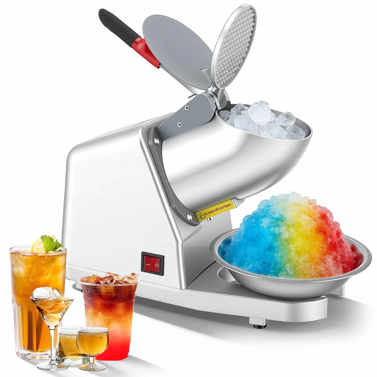 Picadora de Hielo Eléctrica Acero Inoxidable 85 kg/h 2200 RPM 2 Cuchillas Plateado