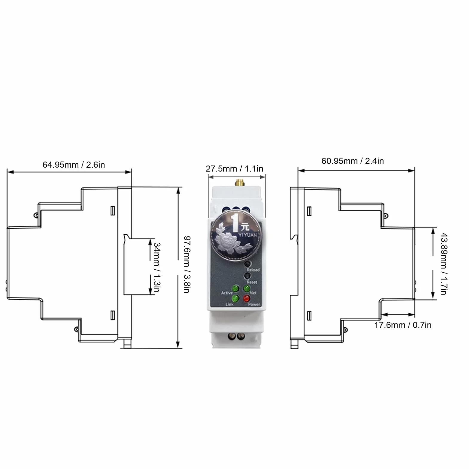 Montaje en riel de RS485 a Servidor Serie Ethernet PE11‑H Enrutador de Servidor Serie RS485 a Ethernet 100-240 V CA PE11-H para FreeRTOS