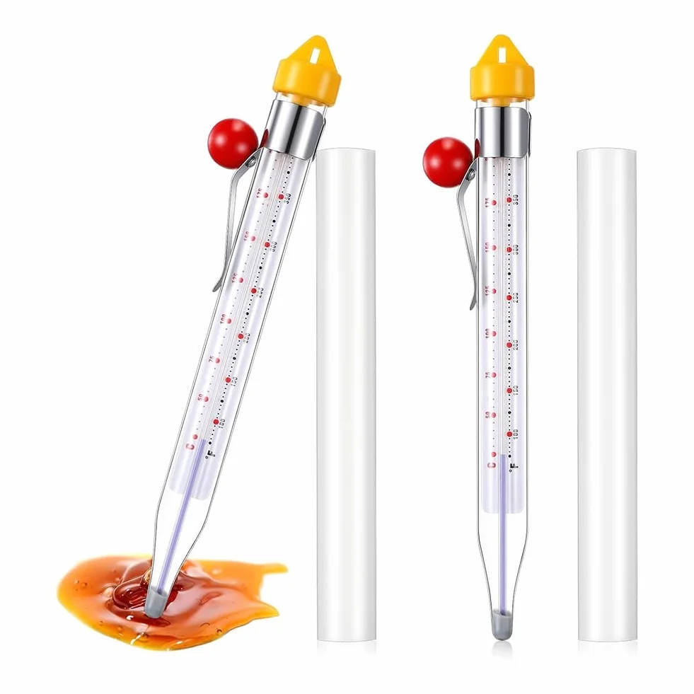 Termómetros de caramelo con clip para olla 20,3 cm, termómetro de aceite de lectura instantánea, termómetro de alimentos
