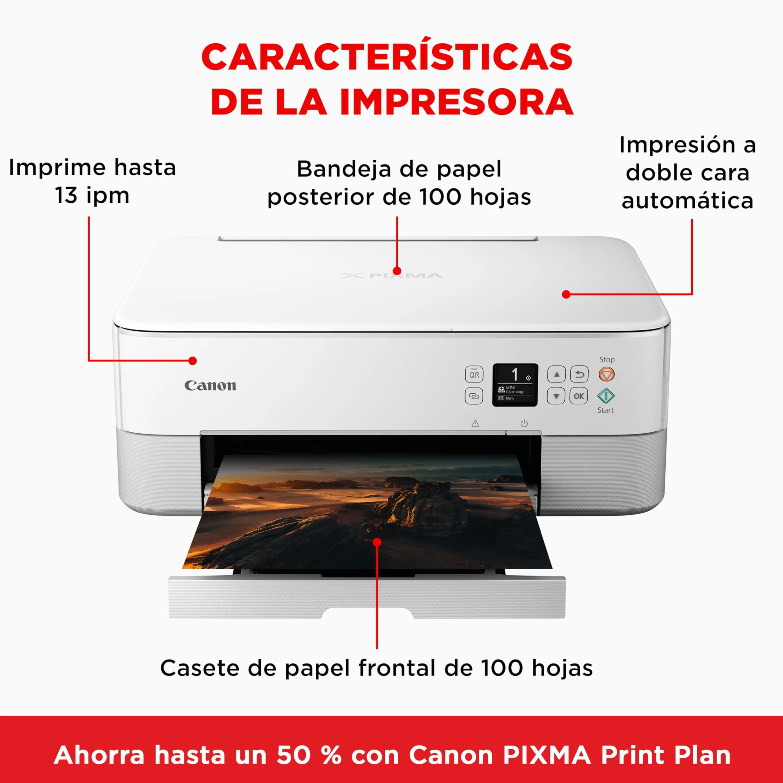 Canon PIXMA TS5351i – Impresora Multifunción para Uso Doméstico con Pantalla OLED | Conexión Inalámbrica desde tu Smartphone | Con PIXMA Print Plan