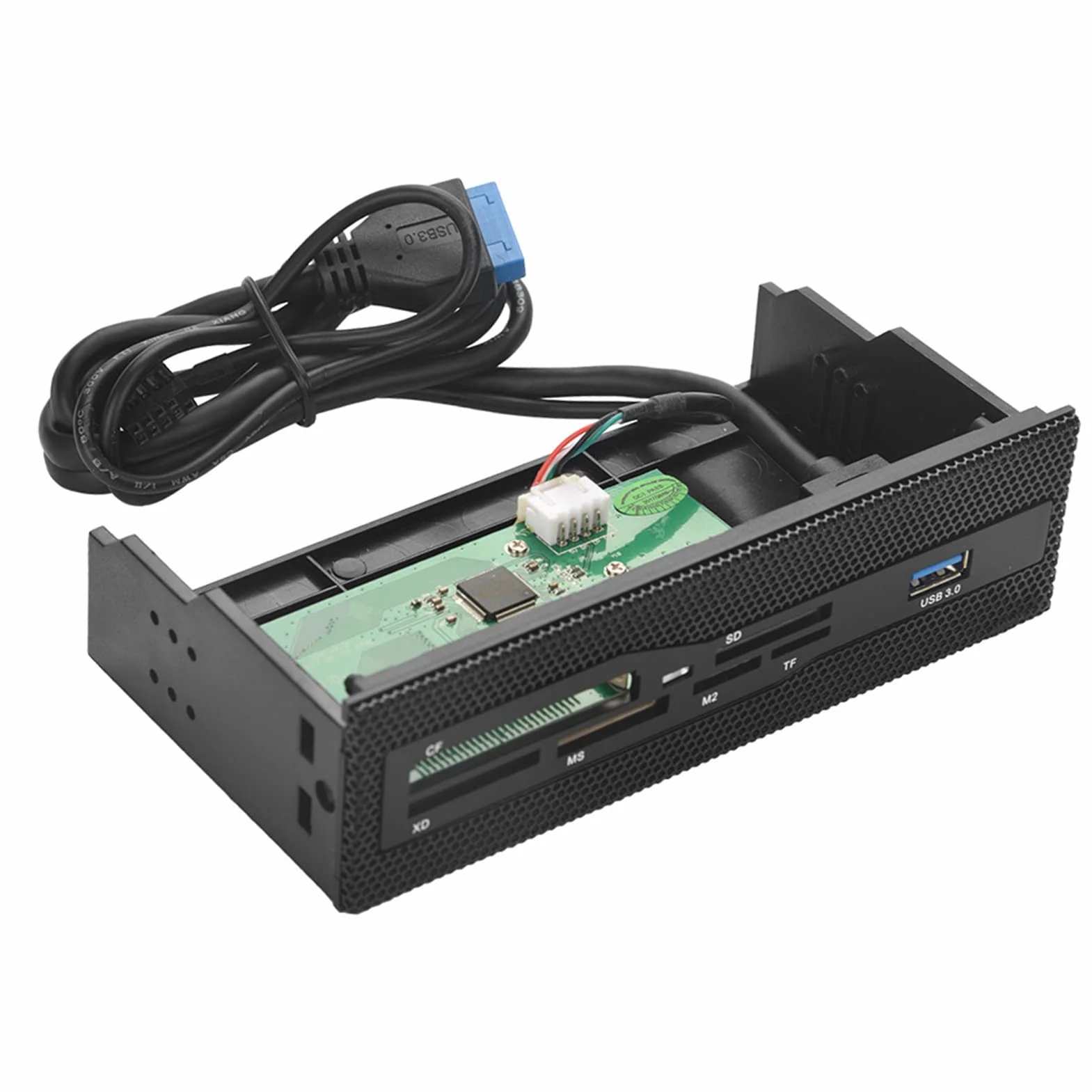 KIMISS Lector de Tarjetas Interno para PC, Panel Frontal con Puerto USB 3.0, Compatible con M2/SD/MS/XD/CF/TF, conexión rápida y versátil