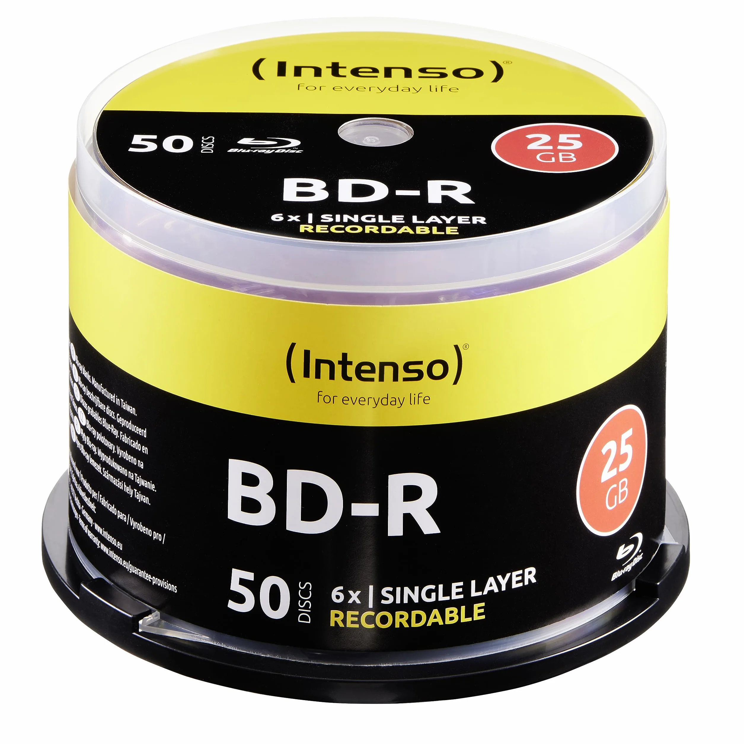 Intenso BLU-Ray 25 GB, 6 x Speed, Recorcable – 50 Unidades