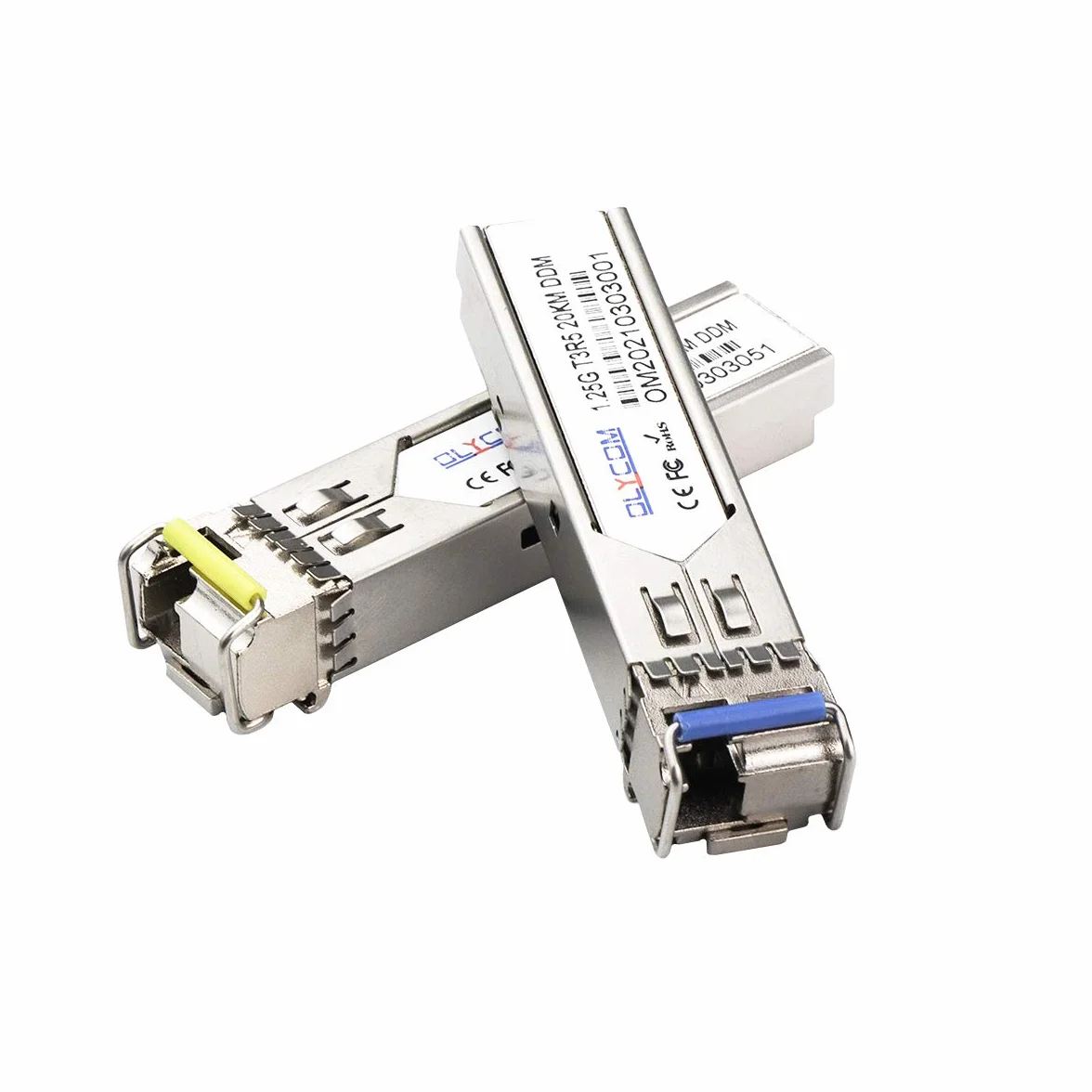 Un par de transceptores de fibra única SFP Bidi 1.25G 1310nm/1550nm SMF LC conector hasta 20 km para interruptores abiertos