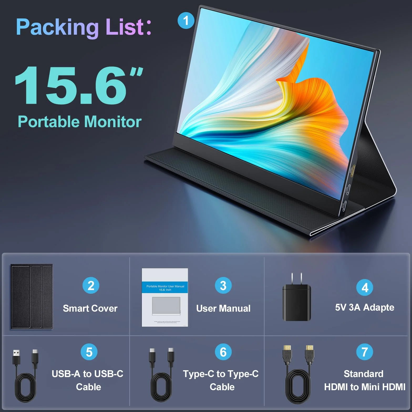 COOLHOOD Monitor Portatil 15.6 Pulgadas 1080P FHD IPS 100% SRGB USB C Mini HDMI para Móvil Laptop PC PS5