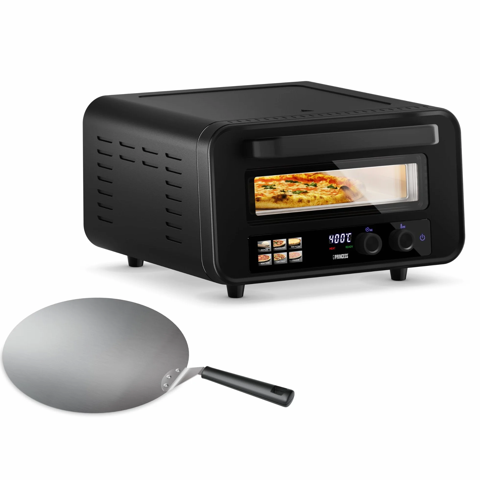 Princess Horno para Pizza Pro Max 15L 400°C 2100W Control Digital Piedra y Pala Incluidas