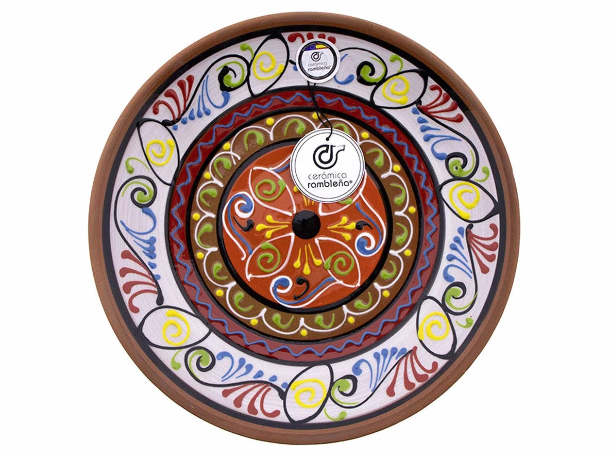 CERÁMICA RAMBLEÑA Plato Decorativo para Colgar en Pared Modelo D20 28x28x4.5 cm Barro Rojo