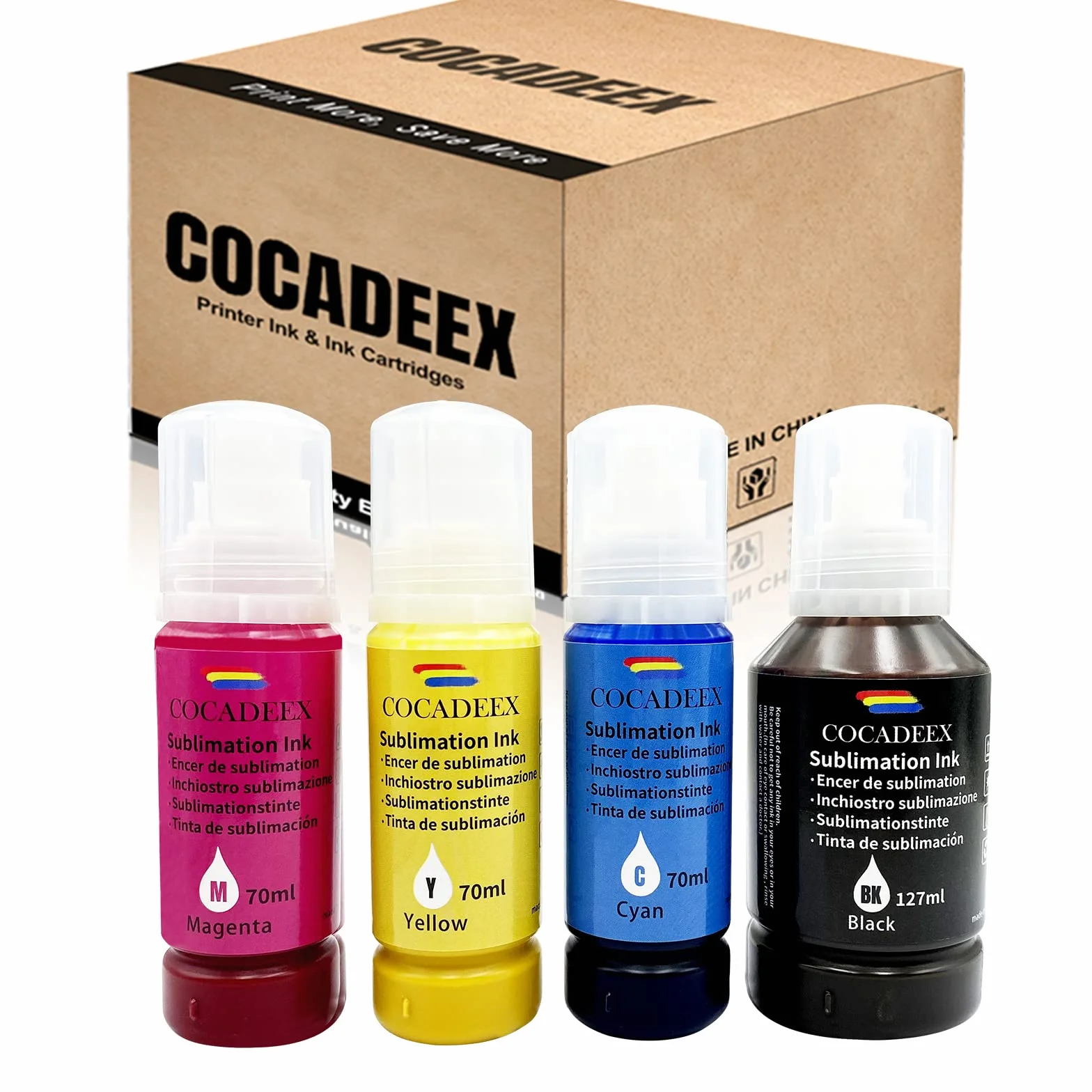 La Tinta de sublimación es Compatible con la Impresora EcoTank ET-2710 ET-2800 ET-2850 ET-3710 ET-4760 ET-15000 ET-16600 ET-4750 ST-2000 ST-3000 ST-4000 ET-2700 ET-3700 ET-7700 ET-4800