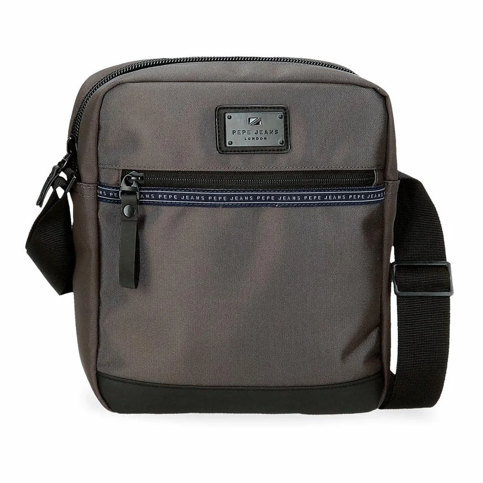 Pepe Jeans Iron Bandolera Porta Tablet Gris 23x27x7 cms Poliéster con detalles en Piel Sintética