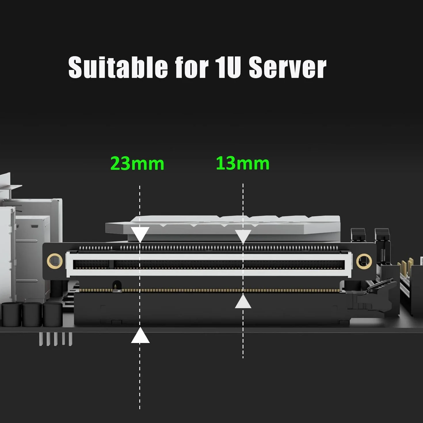 GLOTRENDS PA17 PCIe 5.0 X16 Tarjeta adaptadora elevadora, ángulo Izquierdo y Perfil bajo para instalación en servidores 1U/2U.