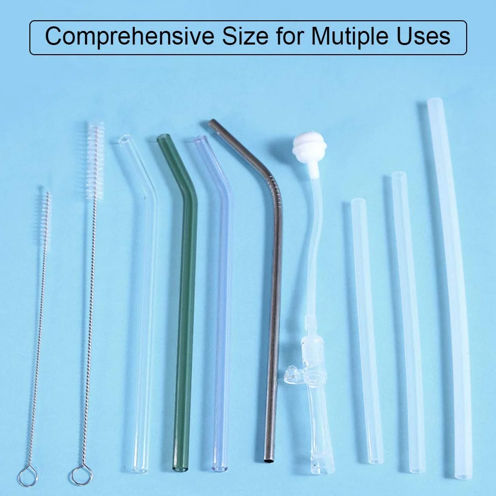 Vicloon Set de 12 Cepillos de Limpieza para Botellas, 21cm, Nylon, Tubo y Pajita - Blanco