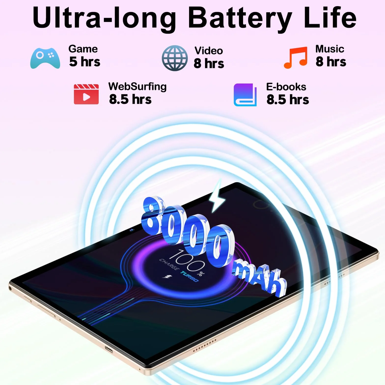 2026 Último Tablet 10 Pulgadas Android, 22GB RAM + 128GB ROM (TF 1TB), Octa-Core 2.0GHz, 5G WiFi, GMS, Widevine L1, 5MP+8MP, 1280*800 Pixels, Bluetooth 5.0, Tableta con Funda, Ratón & Teclado - Dorado