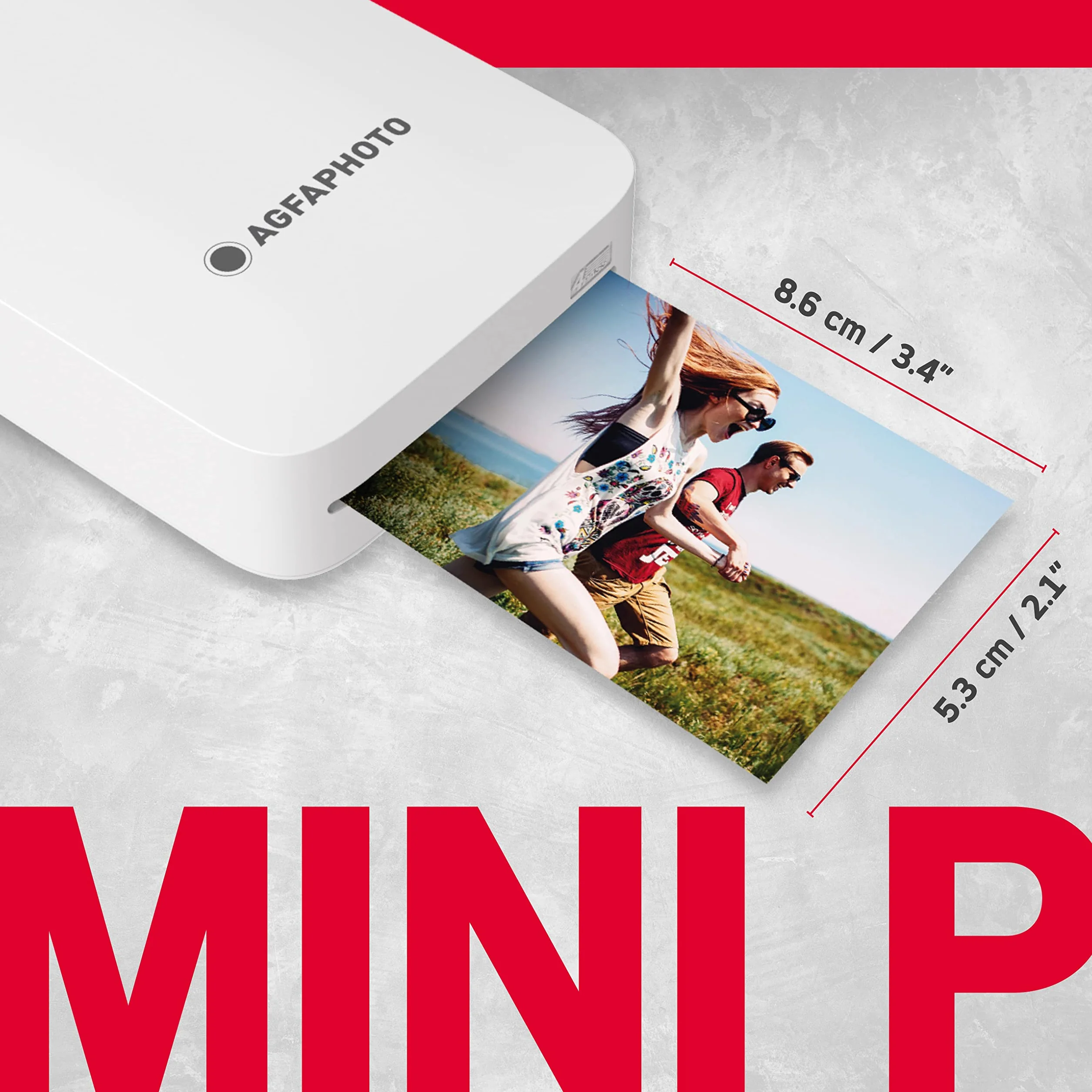 AgfaPhoto Realipix Mini P - Impresora Fotográfica Formato 5,3 x 8,6 cm Vía Bluetooth - Sublimación Térmica 4Pass