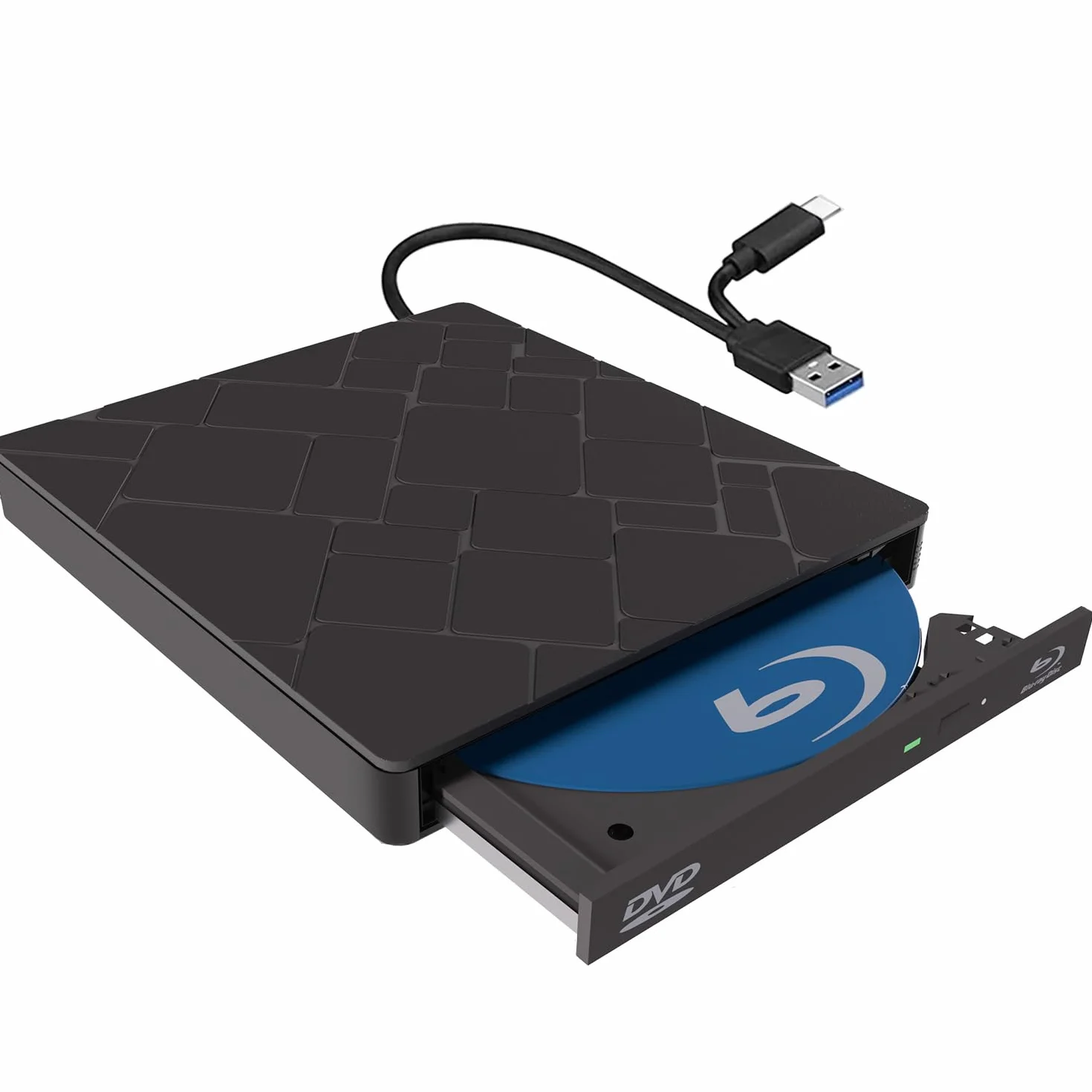 Custom Catch Reproductor Blu-Ray Externo Portátil, Reproductor de DVD/BD Grabadora Blu Ray con USB 3.0 Tipo-C 3D DVD CD Grabadora óptica Bluray Drive para PC Windows 11 10 8 7