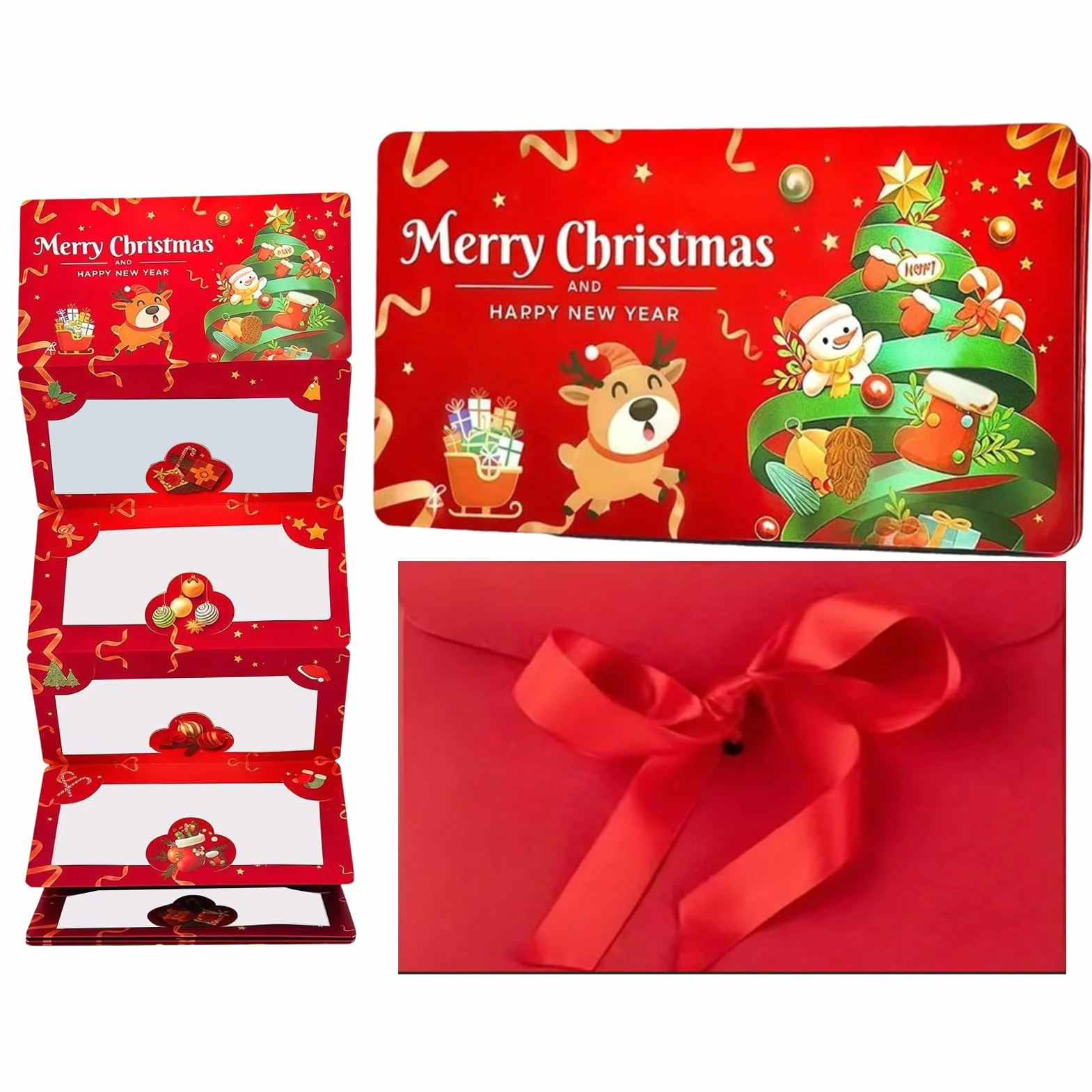 Sobres de dinero de Navidad, tarjeta de felicitación de invierno de 6 ranuras, sobres de dinero en efectivo, para adultos, amantes, amigos, mujeres, hombres, niños y niñas