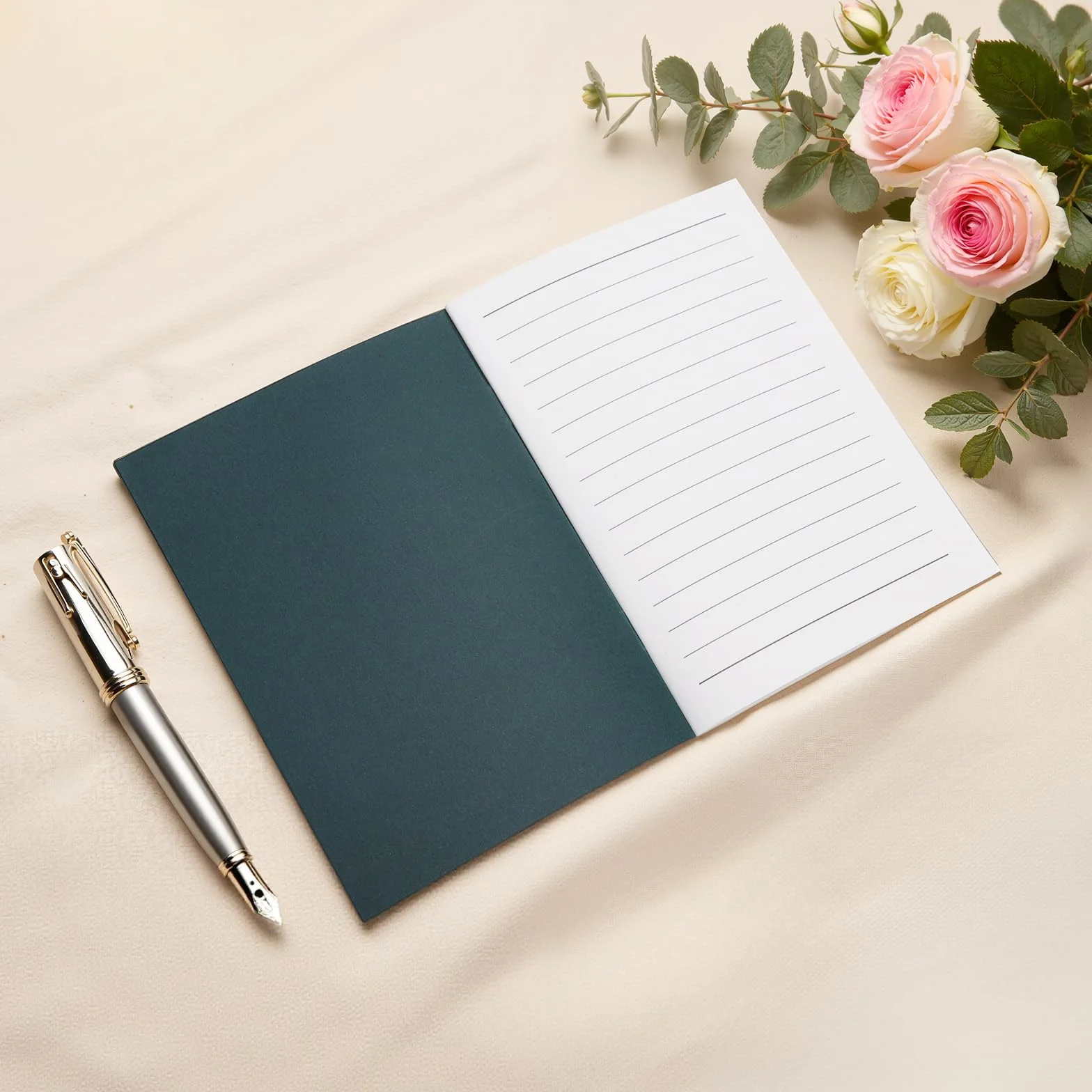 VOSSOT 2 libros de votos boda cuaderno él ella regalo lámina dorada 12 páginas verde oscuro blanco