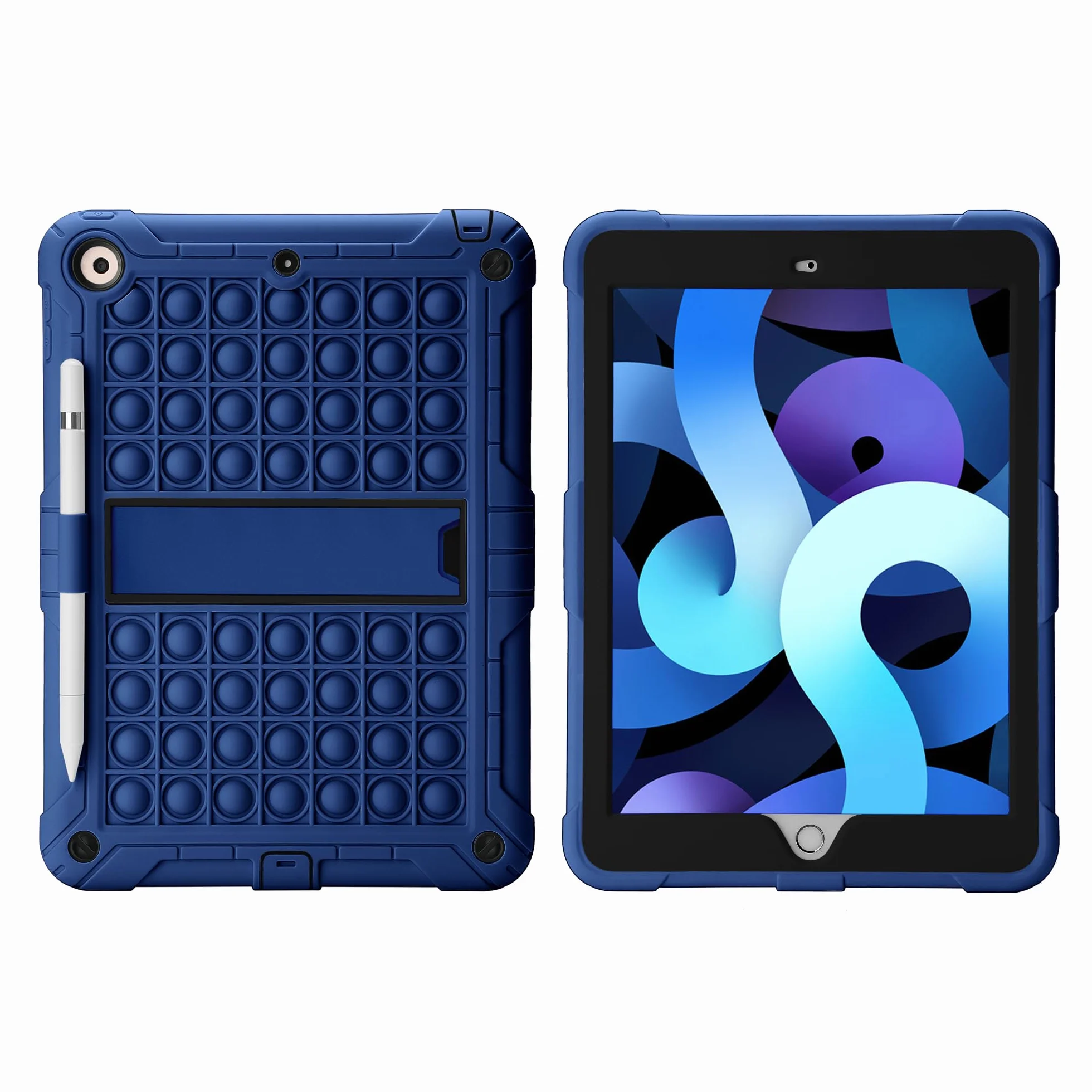 XZC Fidget Sensory Toy Case para iPad 9.7 Pulgadas 5ª/6ª generación 2018/2017/Air 1/Air 2/iPad Pro Push Pop Bubble Case con Soporte para lápiz Kickstand Correa para el Hombro (Azul)