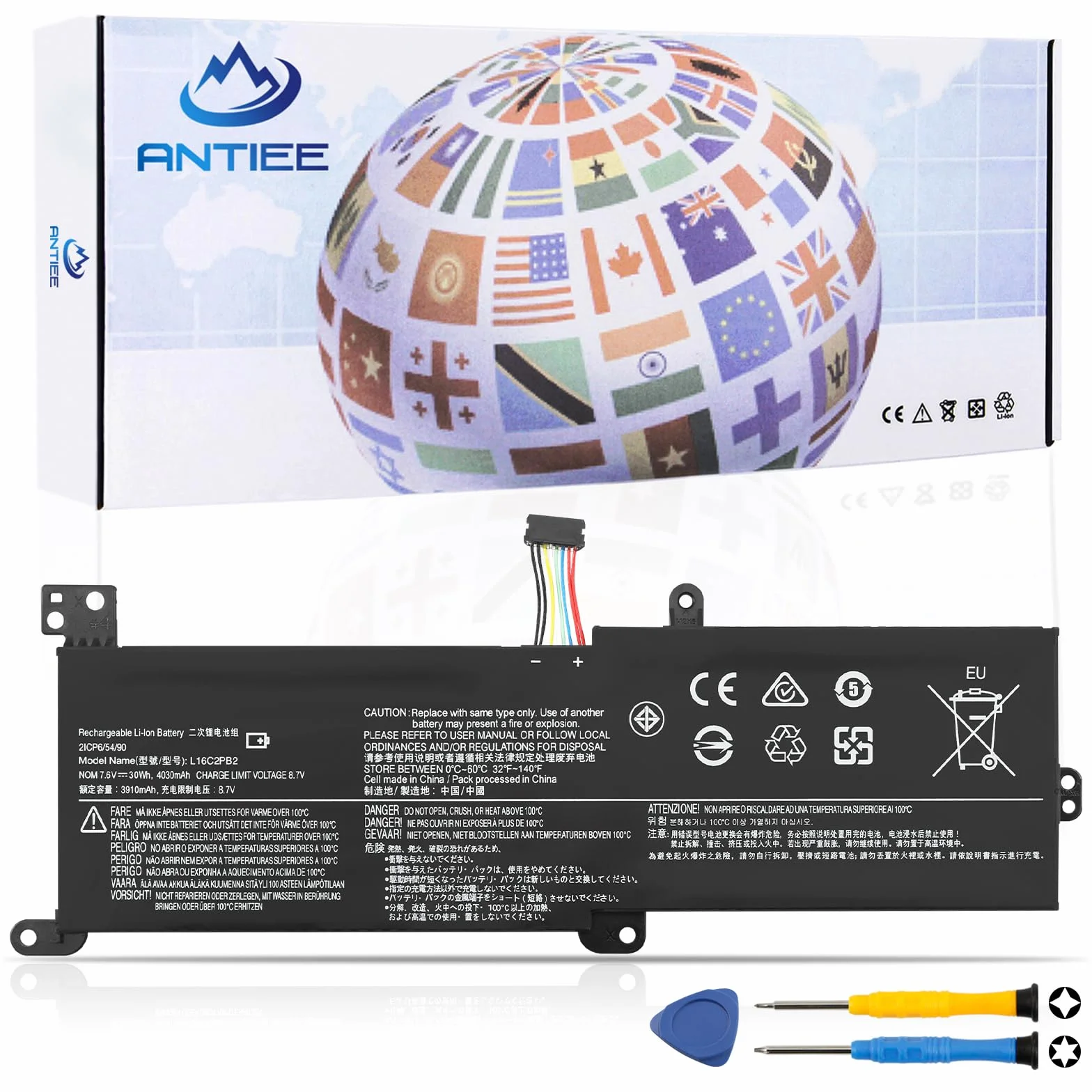 L16C2PB2 - Batería para Lenovo Ideapad 320-15ABR/15IAP/15IKB/15ISK/17IKB 130-14AST/14IKB S145-15AST/15IWL/15IIL/14IIL/14IWL 330-15IKB 520-1 5IKB V320-17IKB V145-15AST V14-IWL V15-ADA 17M2PB7