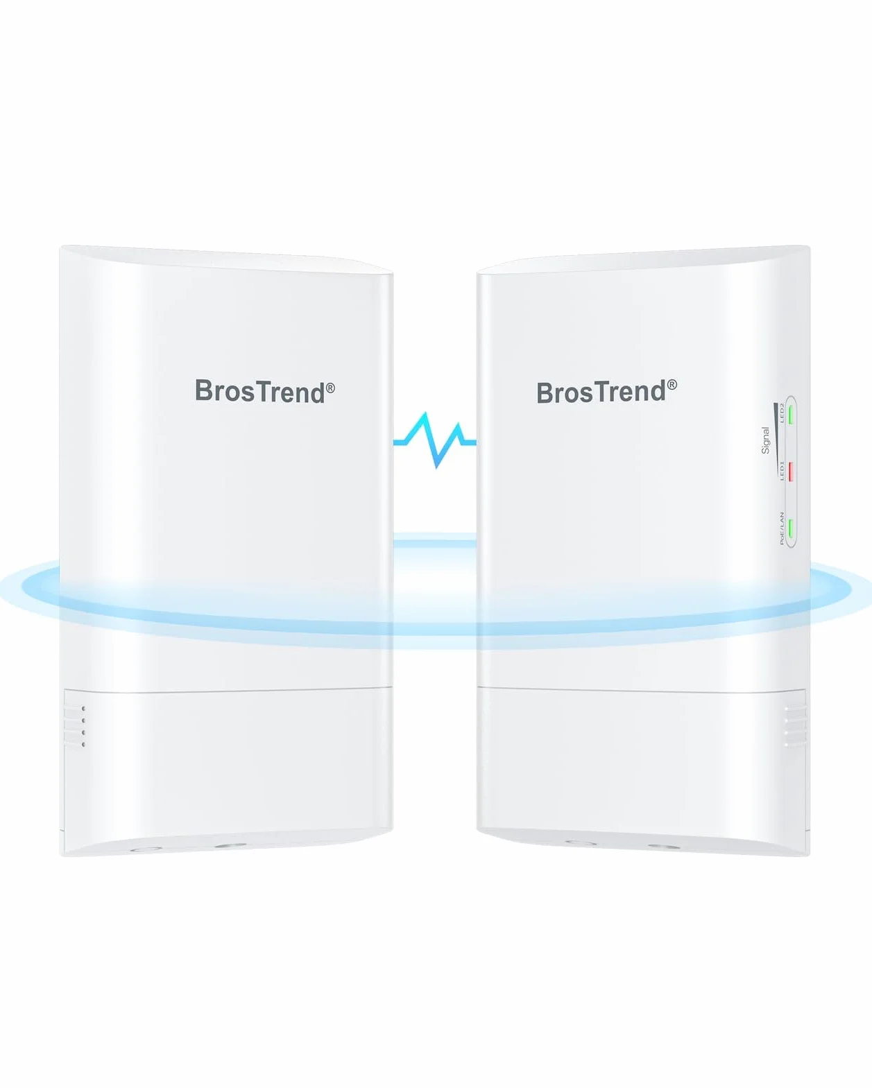 BrosTrend WiFi Bridge 5GHz 867Mbps, Puente Inalámbrico WiFi Exterior Punto a Punto, CPE de Exterior Largo Alcance 1 km, IP65 Wireless Bridge para PTP/PTMP, Plug and Play, PoE Pasivo, Paquete de 2
