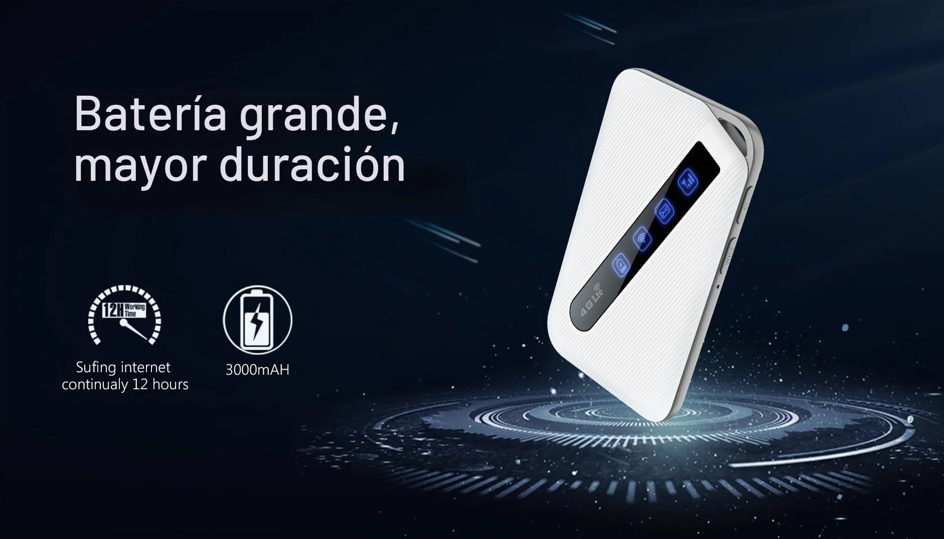 Mobile WiFi portátil Hotspot 4G LTE Sim Router 150 Mbps, batería Recargable de 3000 mAh, módem Wi-Fi USB inalámbrico, sin configuración, para Viajes y en el Trabajo. No navegar, editar APN