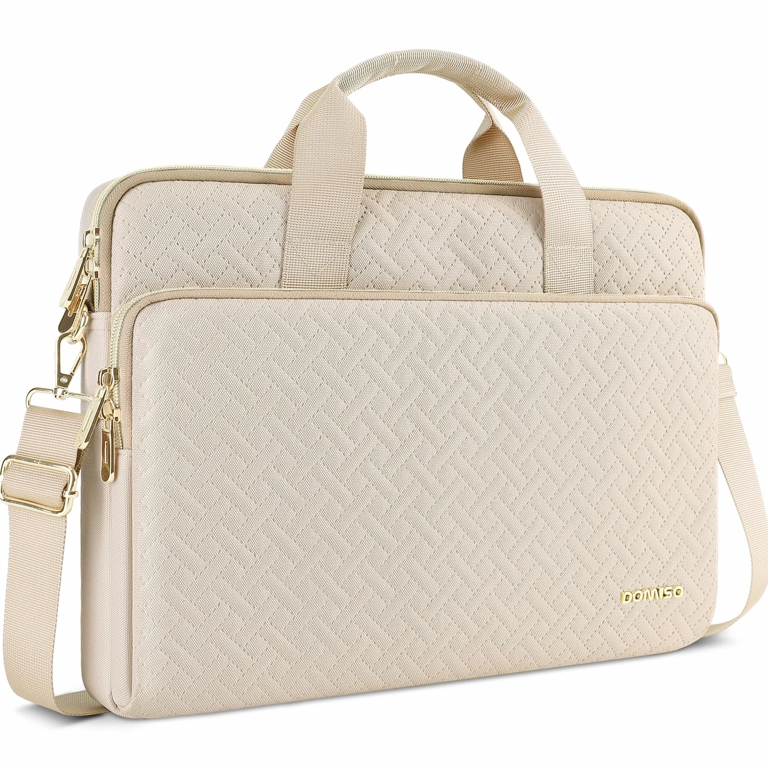 DOMISO Funda para Portatil Ordenador 15.6 Pulgadas,MacBook Pro M4 M3 M2 2025/Pro MAX,Protección Bolsa para 15-16 Pulgadas Lenovo,HP,DELL,ASUS Chromebook,Laptop PC Case Sleeve,con Tirantes，Beige