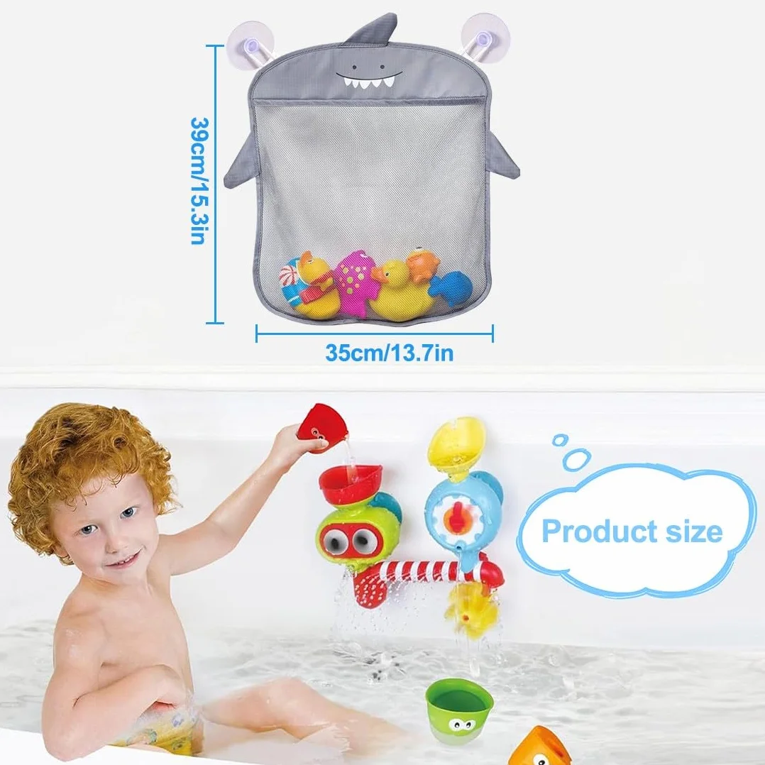 Bolsa de Juguetes de Baño, Red para Colgar Accesorios de Ducha, Organizador con 2 Ventosas