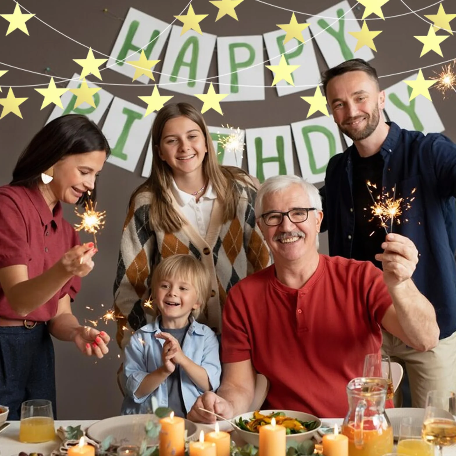 Nogeqi 40 Recortes de Estrellas Doradas de Papel Brillante 15cm para Bodas y Fiestas