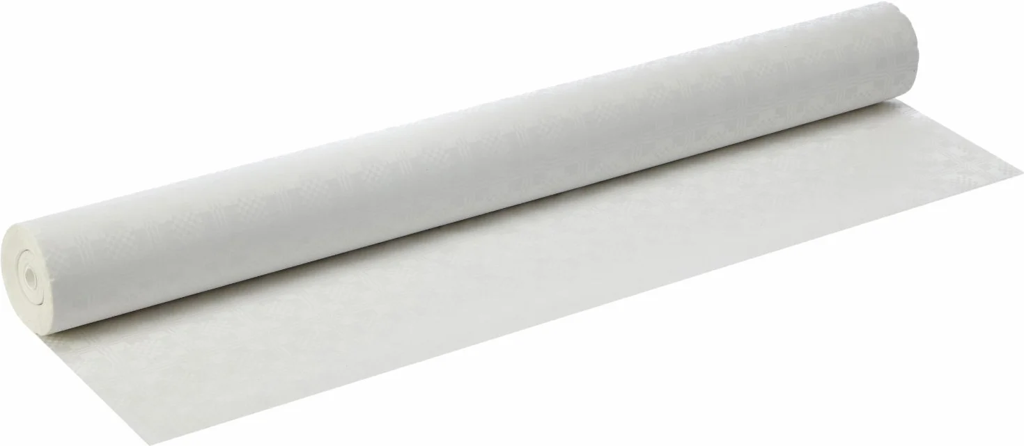 Papstar Mantel de papel Damasco 50 x 1 m blanco 1 Rollo 12542