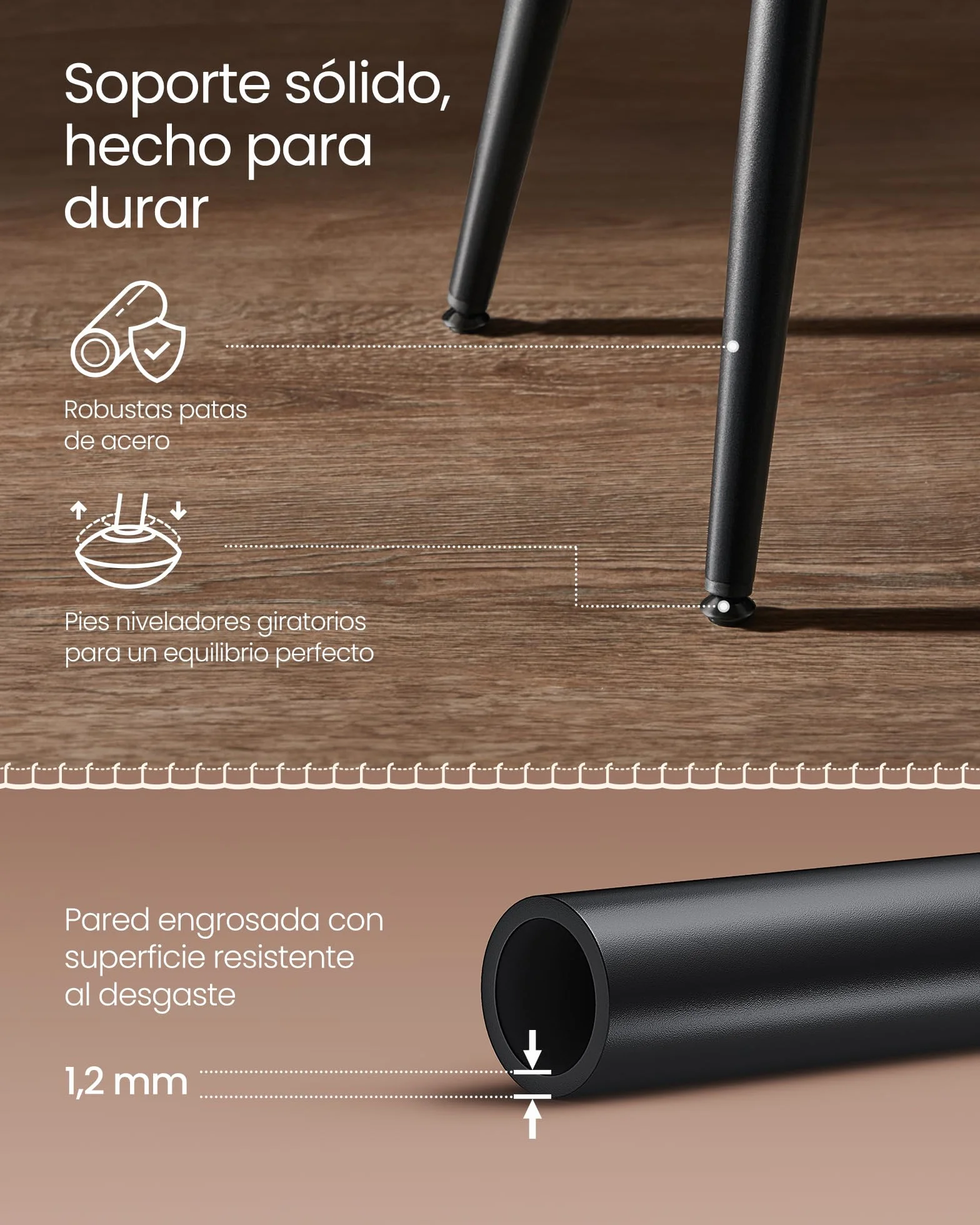 VASAGLE EKHO Colección Juego de 2 Taburetes de Bar, Cuero Sintético, 63 cm Alto, Marrón Caramelo