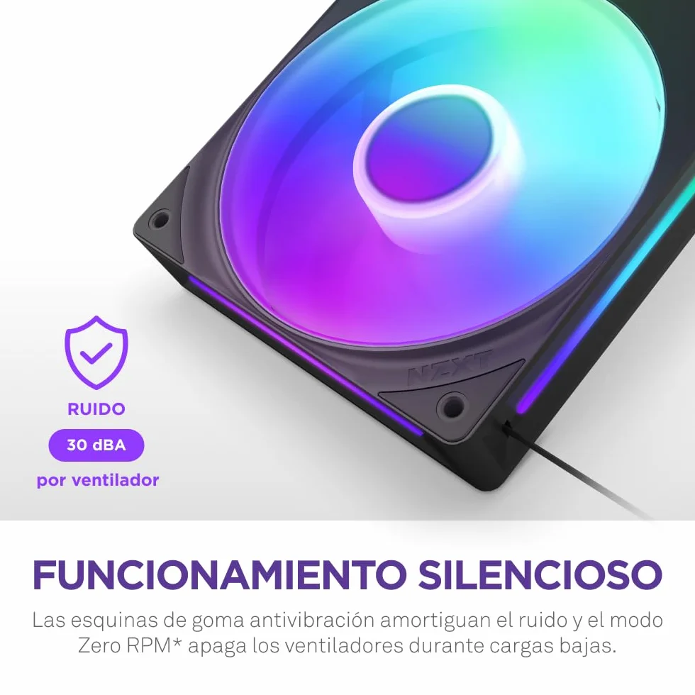 NZXT F240 RGB Core - Unidad de 240 mm con 2 ventiladores RGB de 120 mm - Control de velocidad e iluminación - Alta presión estática y flujo de aire - 8 LED aRGB por ventilador - Negro
