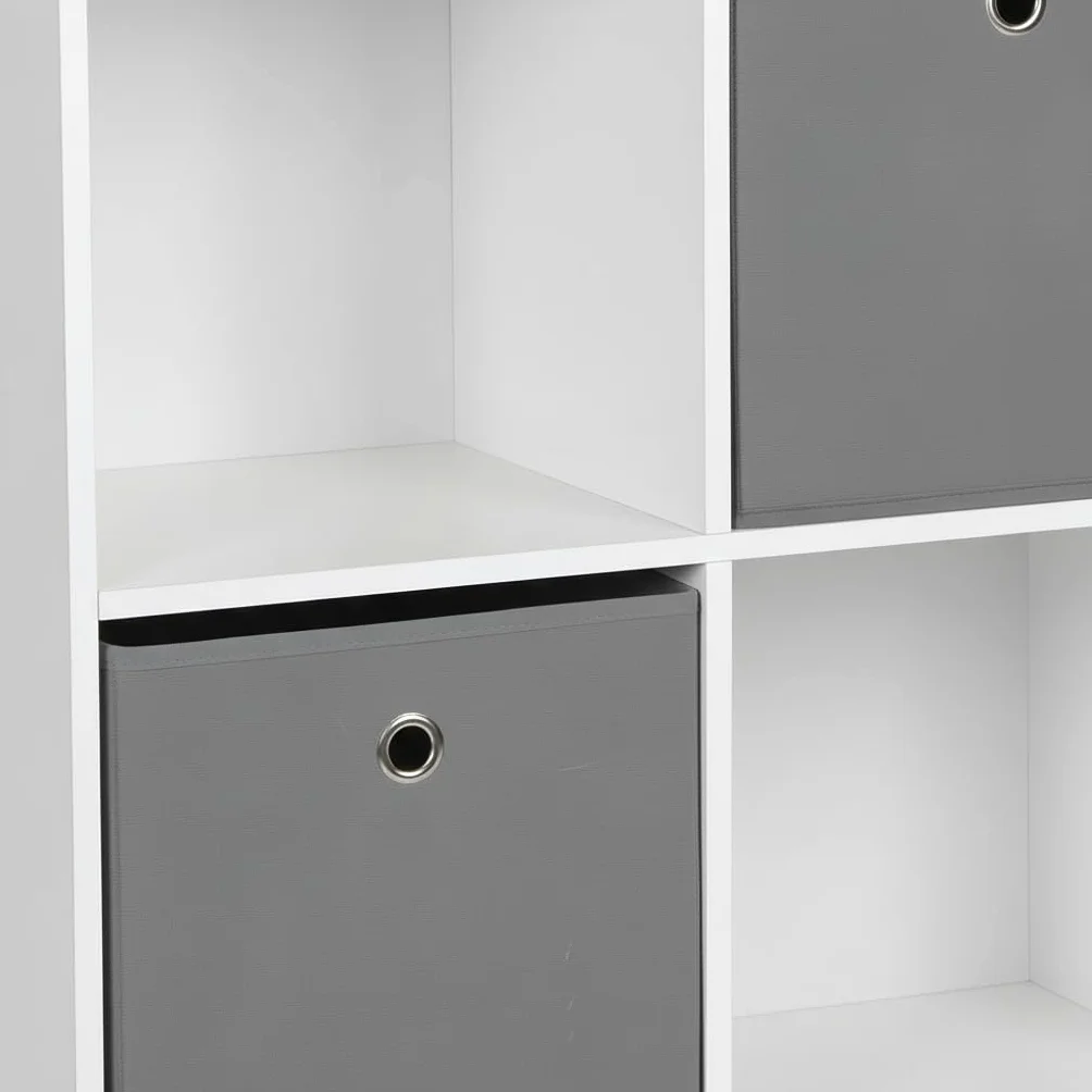 Estantería Cubo de Madera 4 Compartimentos 60x29x75 cm Blanca y Gris con Cajones Extraíbles
