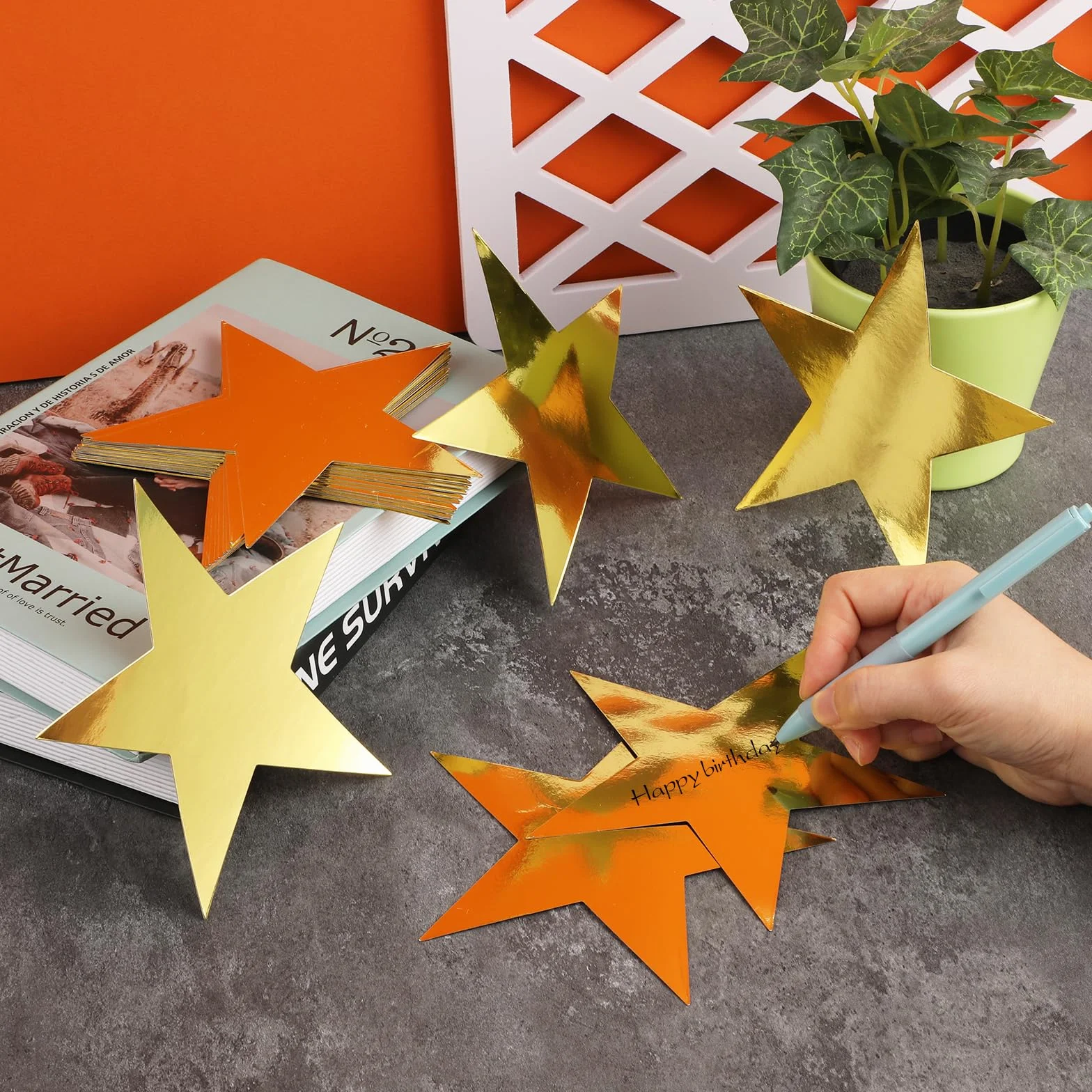 Estrellas Doradas Decoración 5.9 Pulgadas Cartón Tablón Anuncios Fiesta Hollywood