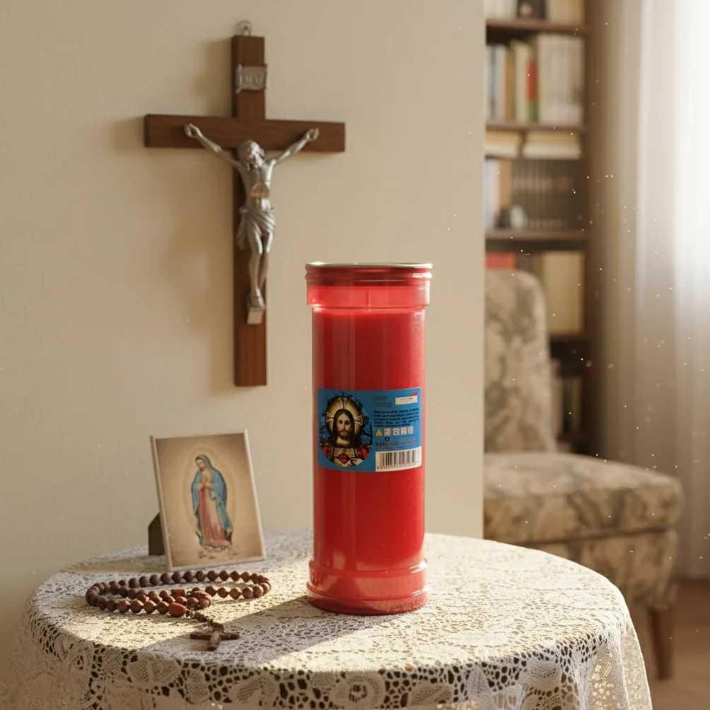 Cero votivo modelo P50 Rojo Diámetro 6,3 cm altura 18 cm Cereria Di Giorgio