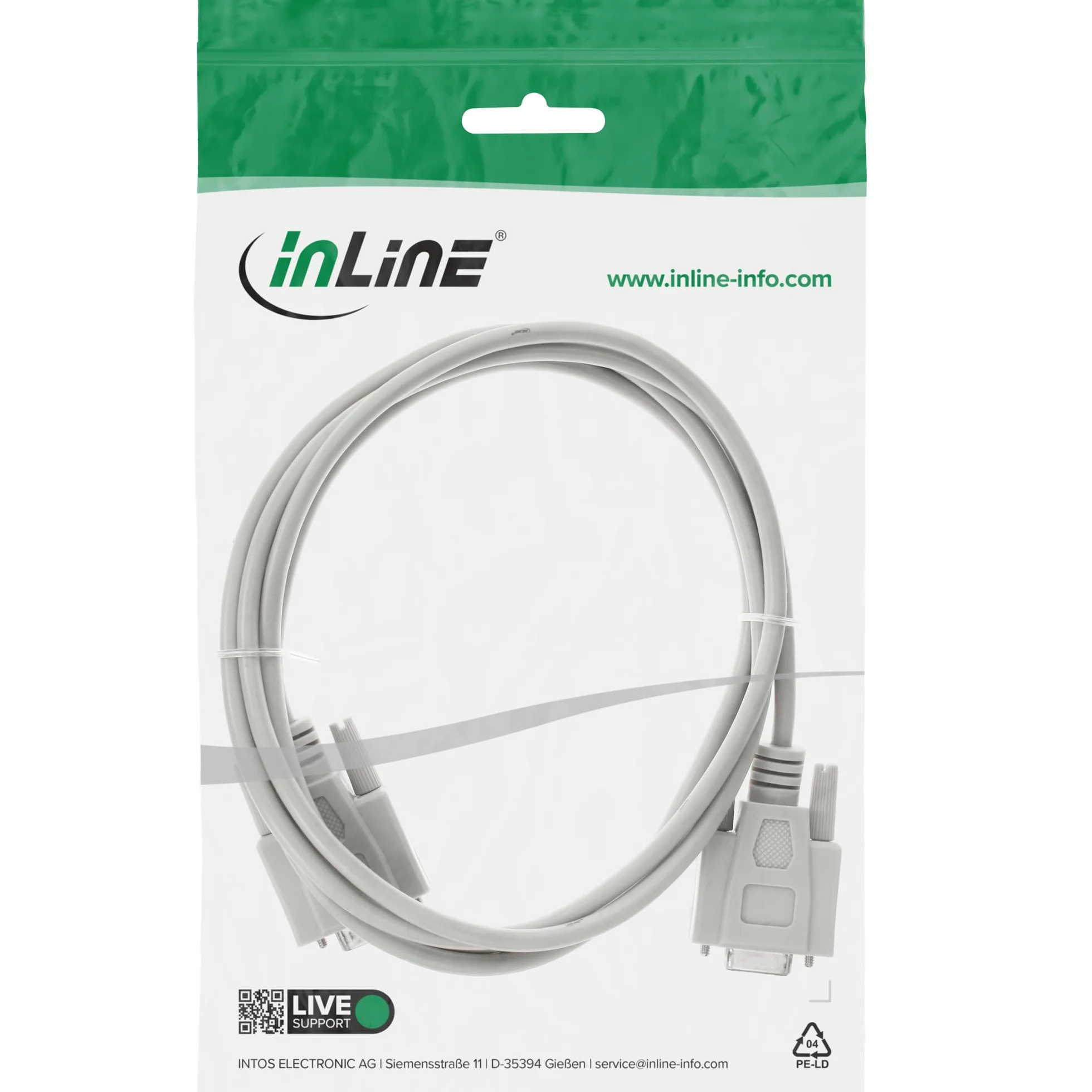 InLine 12211 - Extensión Serie (9 Pines, Macho/Hembra, 1:1, 15 m)