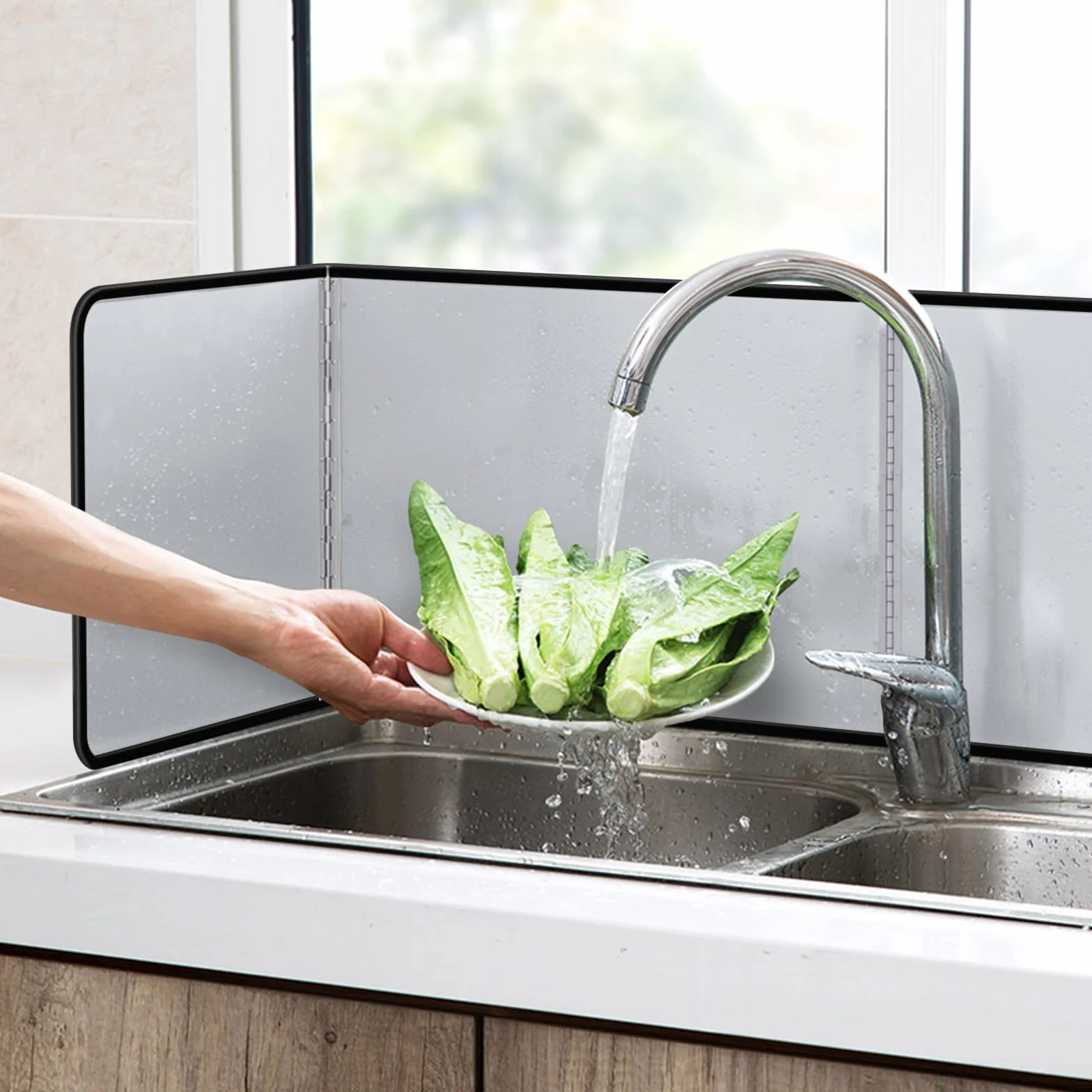 Protector Salpicaduras Cocina 3 Lados Antiadherente 102 x 30 cm Plegable Aceite Estufa Gas