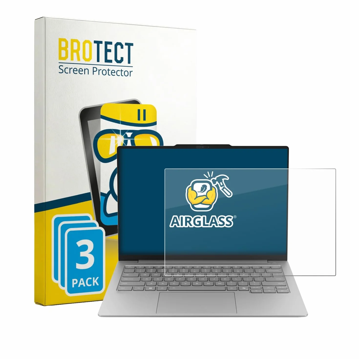 BROTECT Protector Pantalla Cristal para Lenovo ThinkBook 14X Protector Vidrio (3 Unidades) - [Dureza 9H, Anti-Arañazos]