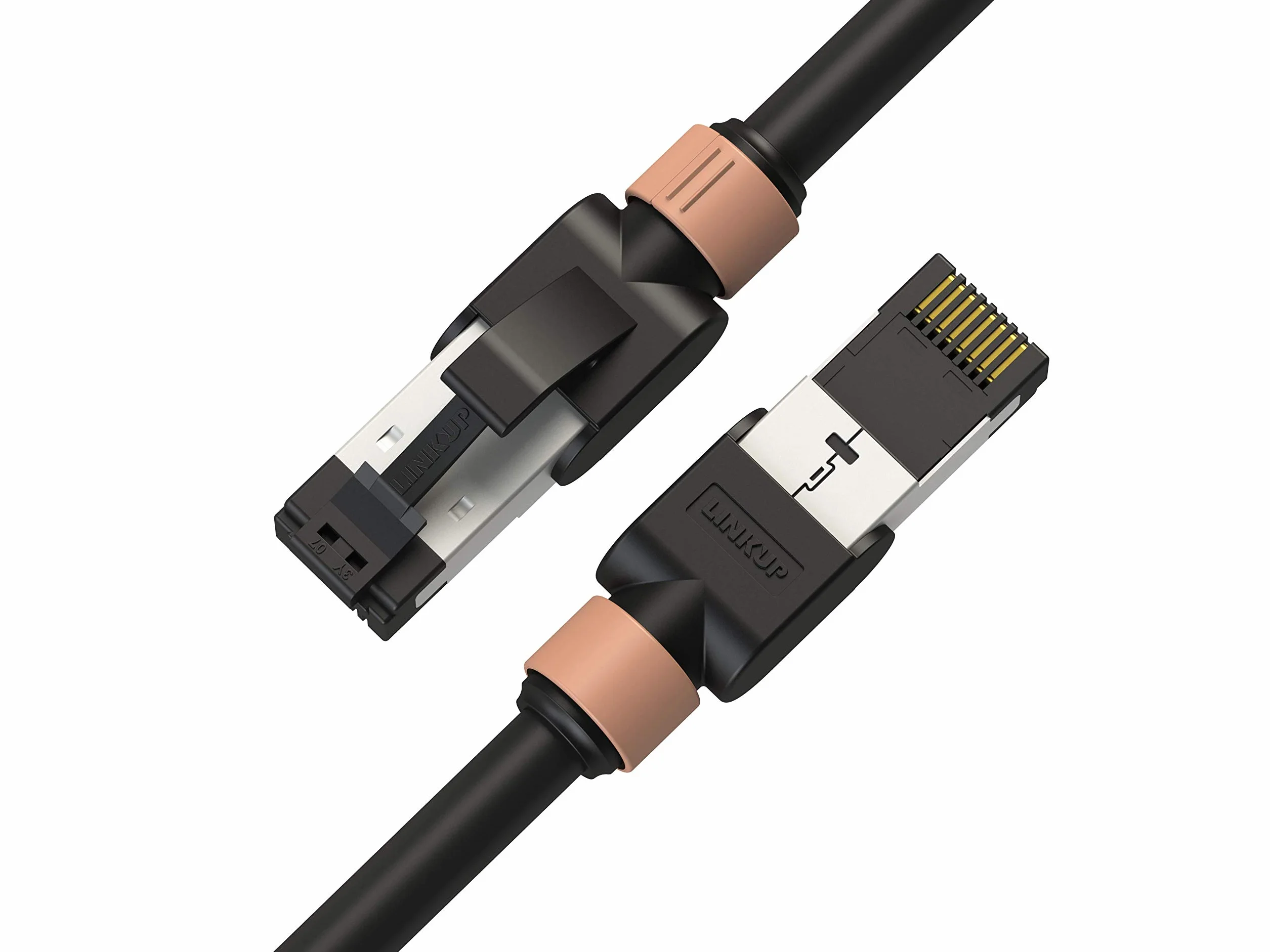 LINKUP - Certificado por Versiv┃Cable Ethernet - 60cm (12 Paquetes) Cables de conexión RJ45 S/FTP Doble Blindaje 10G┃para Rojo de Internet LAN Conmutador Panel Enrutador Gaming |26AWG Negro