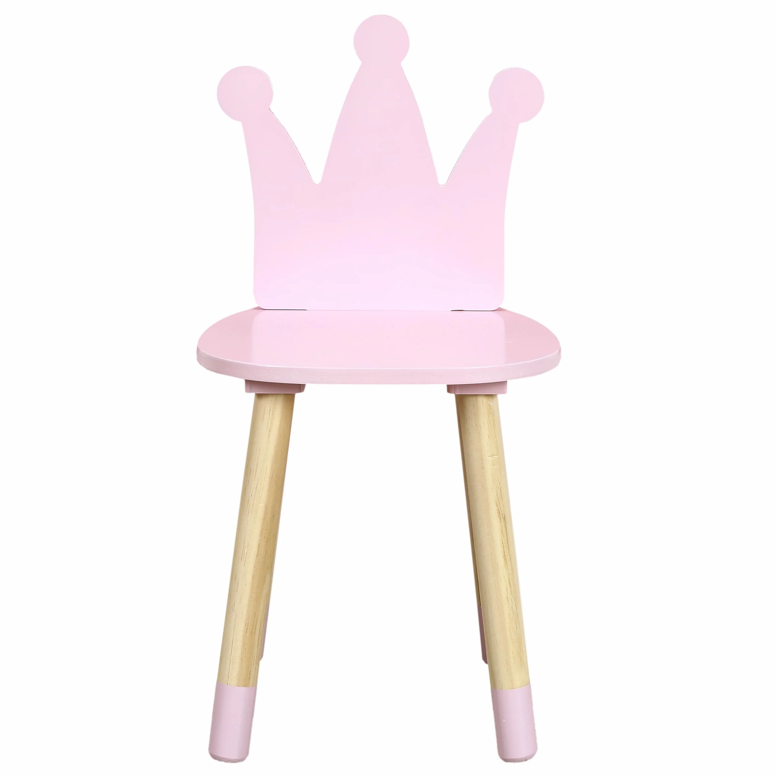 Silla Corona Rosa para Niños, Madera Natural, 54x28x27 cm, Rosa
