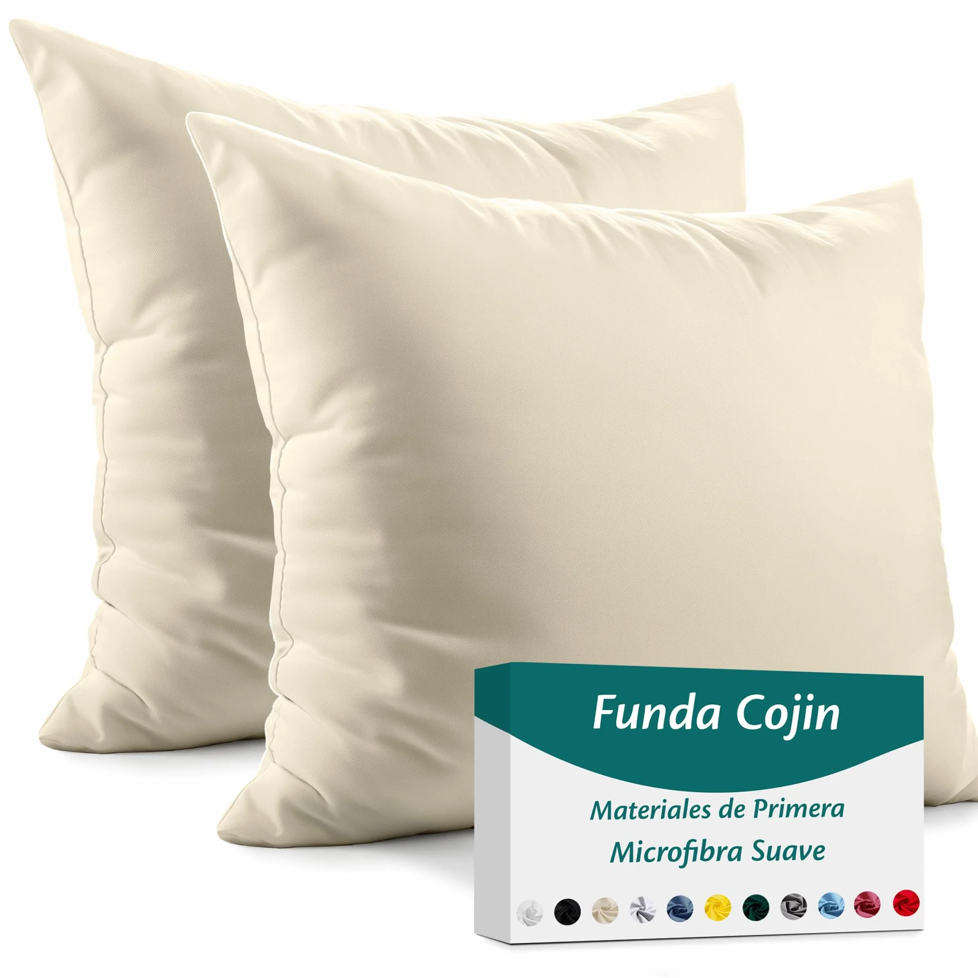Flowen Fundas de Cojín 45x45 Microfibra Juego de 2 Funda de Almohada Sofá Cremallera Invisible Lavable Hipoalergénico